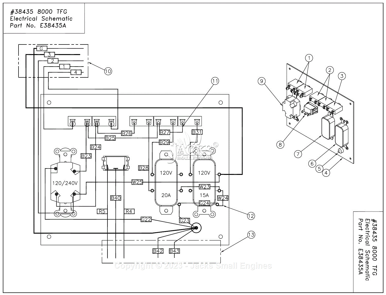 Northstar 165938K Parts Diagram for #38435 8000 TFG Electrical Schematic