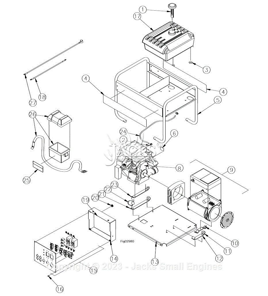 Northstar 165967H Parts Diagram for Generator Exploded View Rev – H