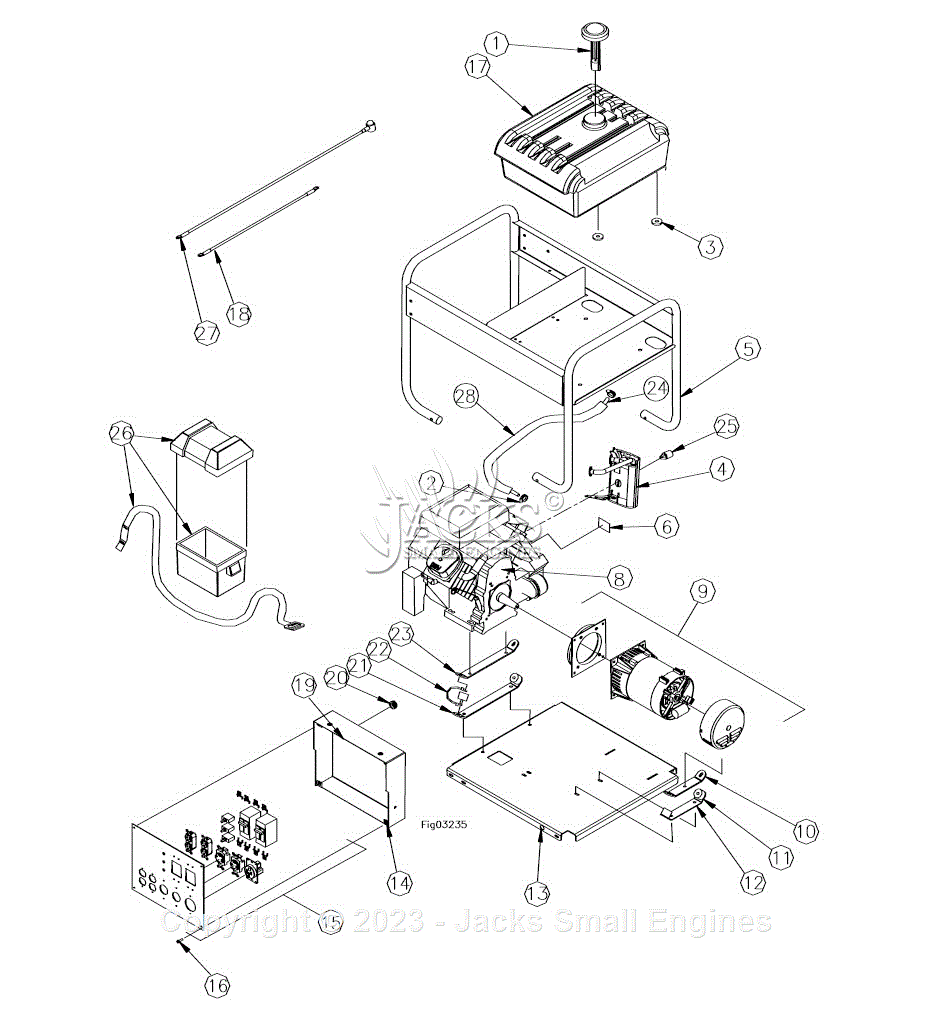 Northstar 165967M Parts Diagram for Generator Exploded View Rev – K.1