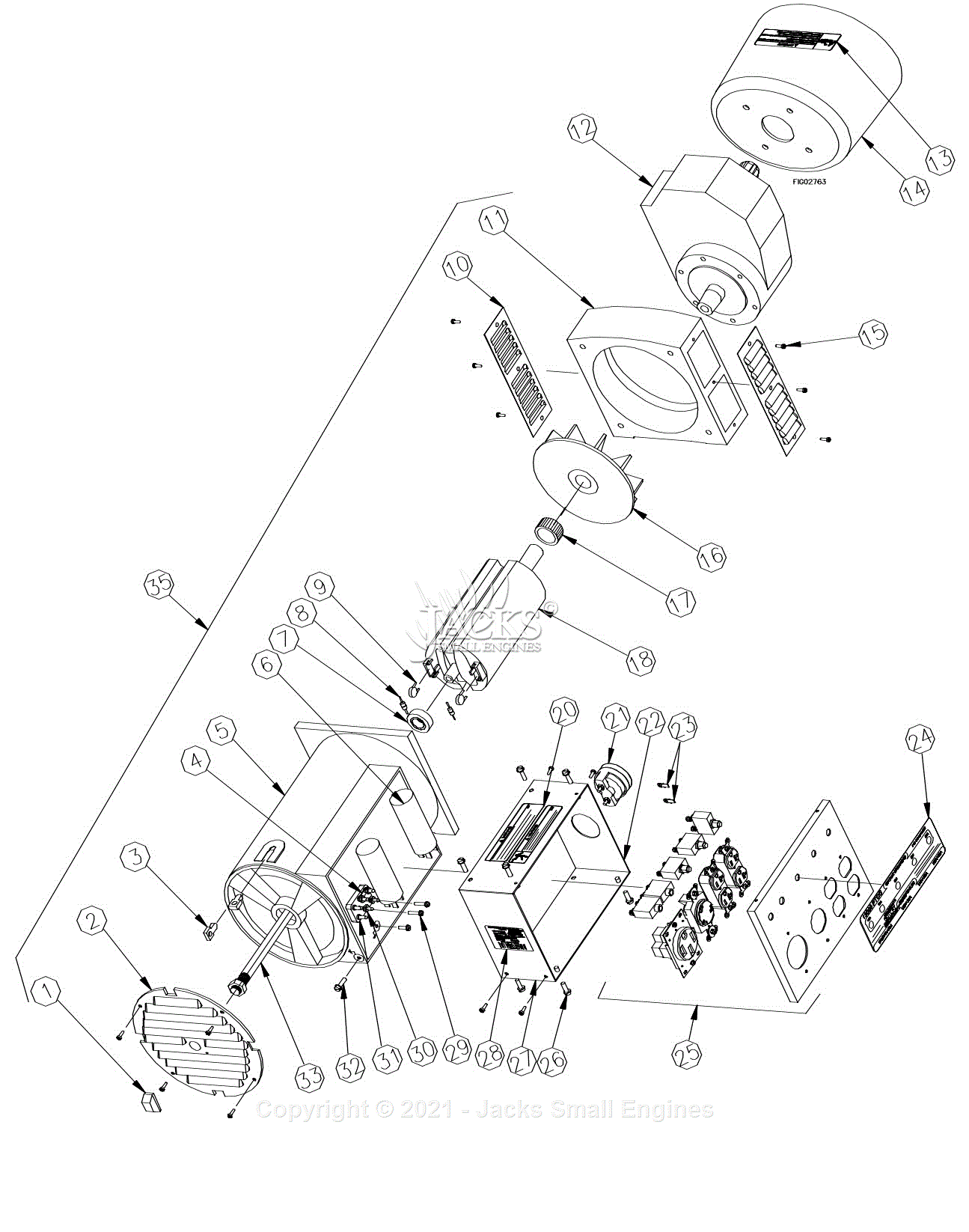 Northstar 165929G Parts Diagram for Generator Exploded View Rev F