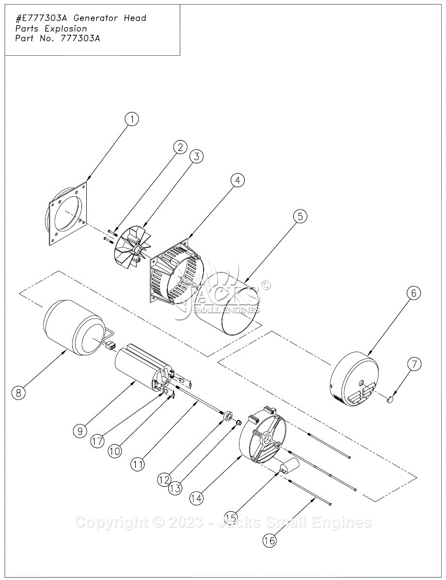 Northstar 165957I Parts Diagram for #E777303A Generator Head Parts ...