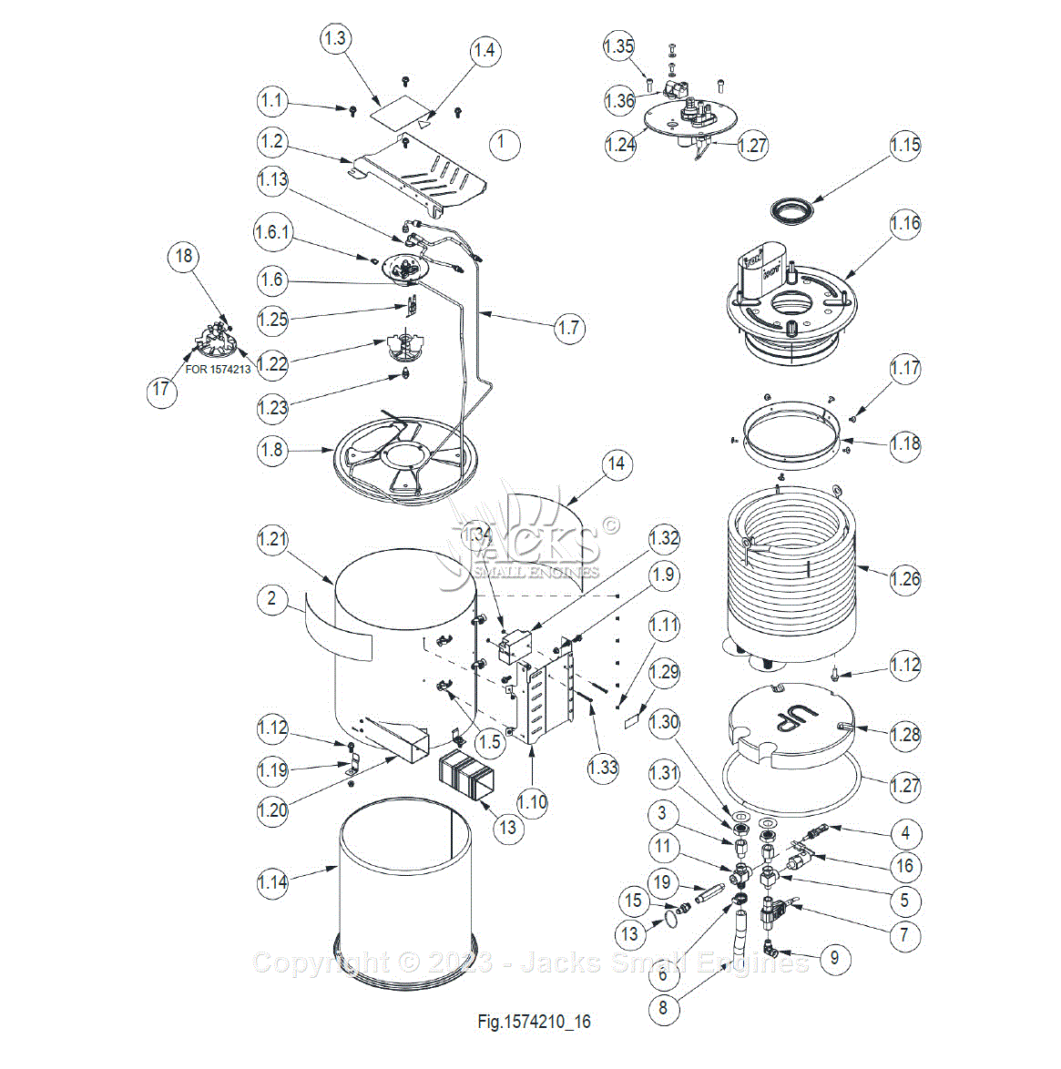 Northstar 1574210C Parts Diagram for Parts Explosion Heat Exchanger