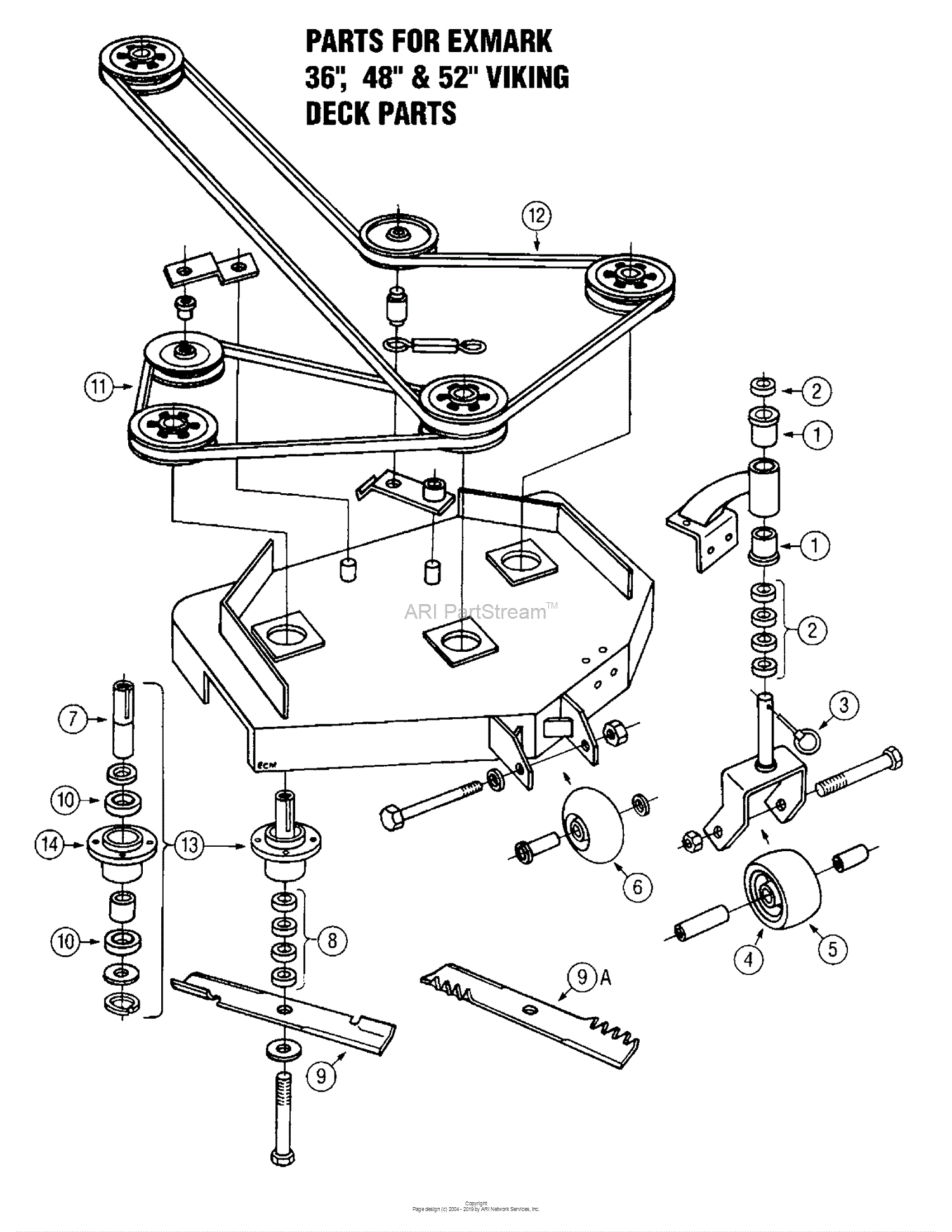 Oregon Exmark Parts Diagram for Exmark 36", 48", 52" Viking Deck Parts
