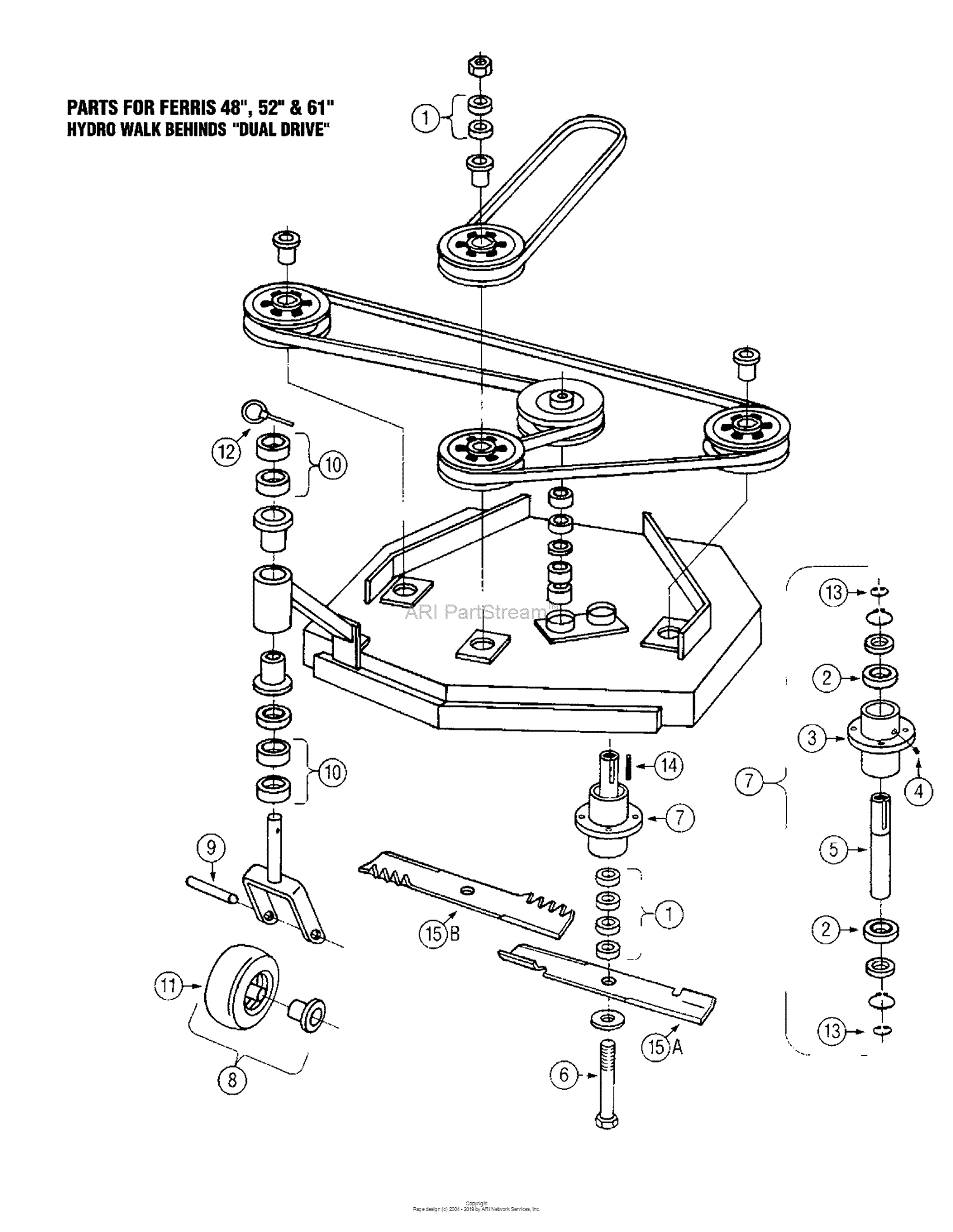 Oregon Ferris Parts Diagram for Ferris 48", 52", 61" Hydro Walk Behind