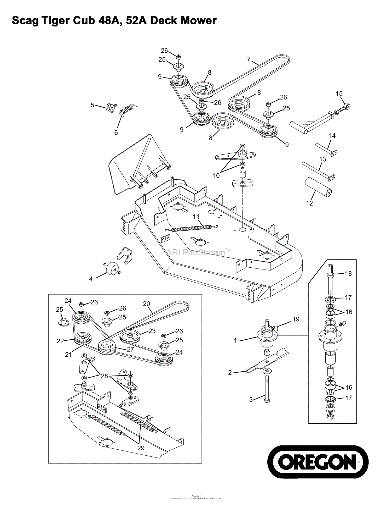 Oregon Scag  Parts  Diagram for Scag  Tiger  Cub  48A 52A Deck 