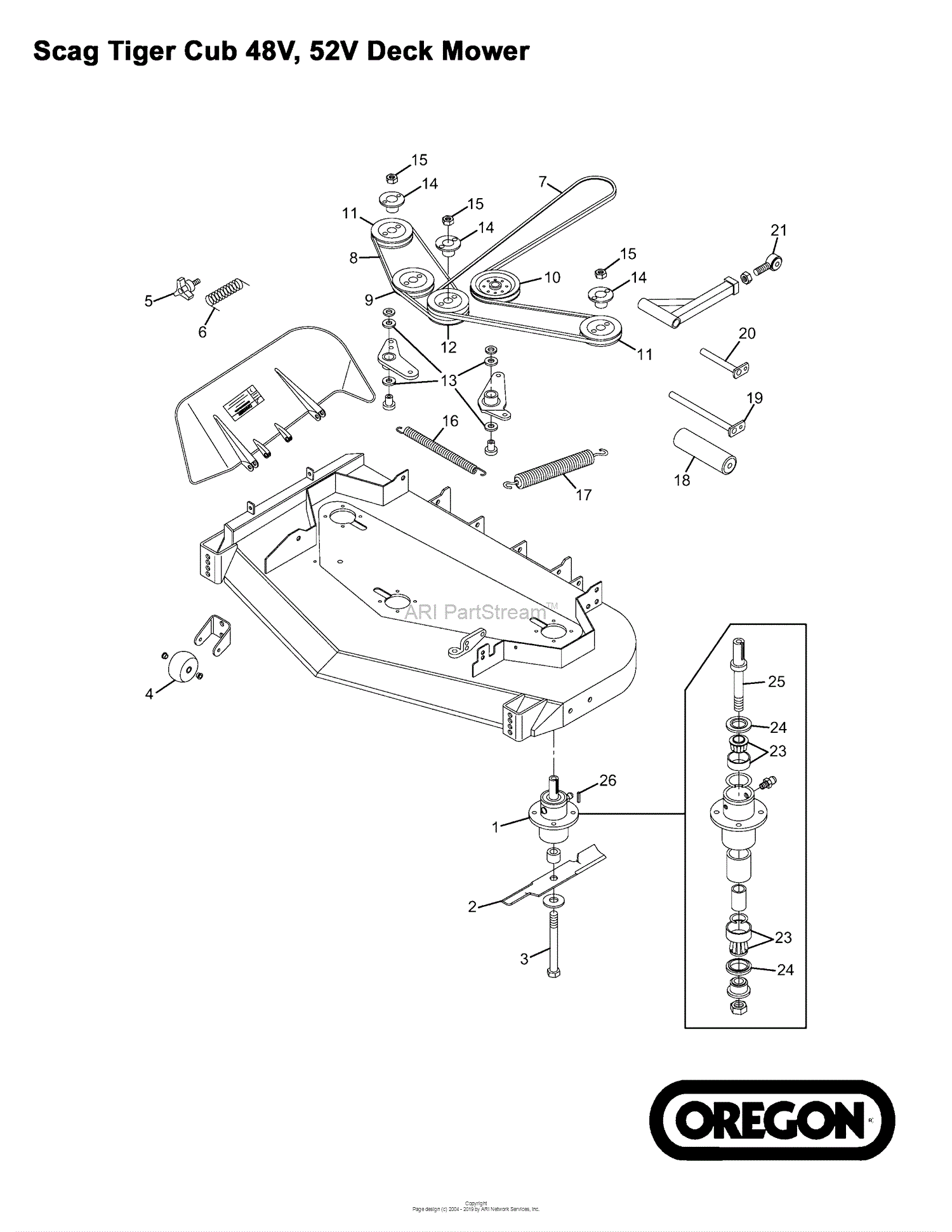 Oregon Scag  Parts  Diagram for Scag  Tiger  Cub  48V 52V Deck 