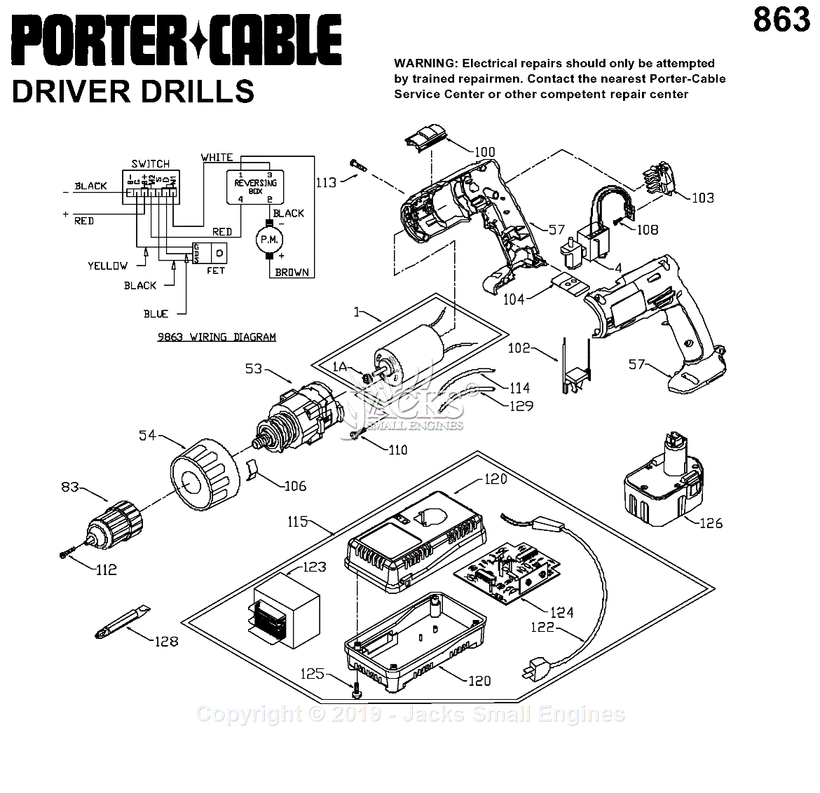 Porter Cable 863 Parts Diagram for Assembly