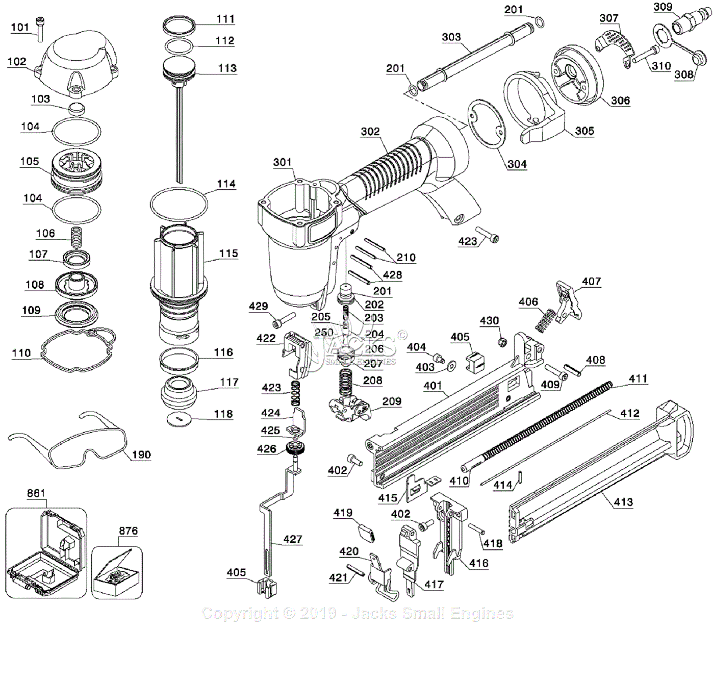 Porter Cable BN138 Parts Diagram for Assembly