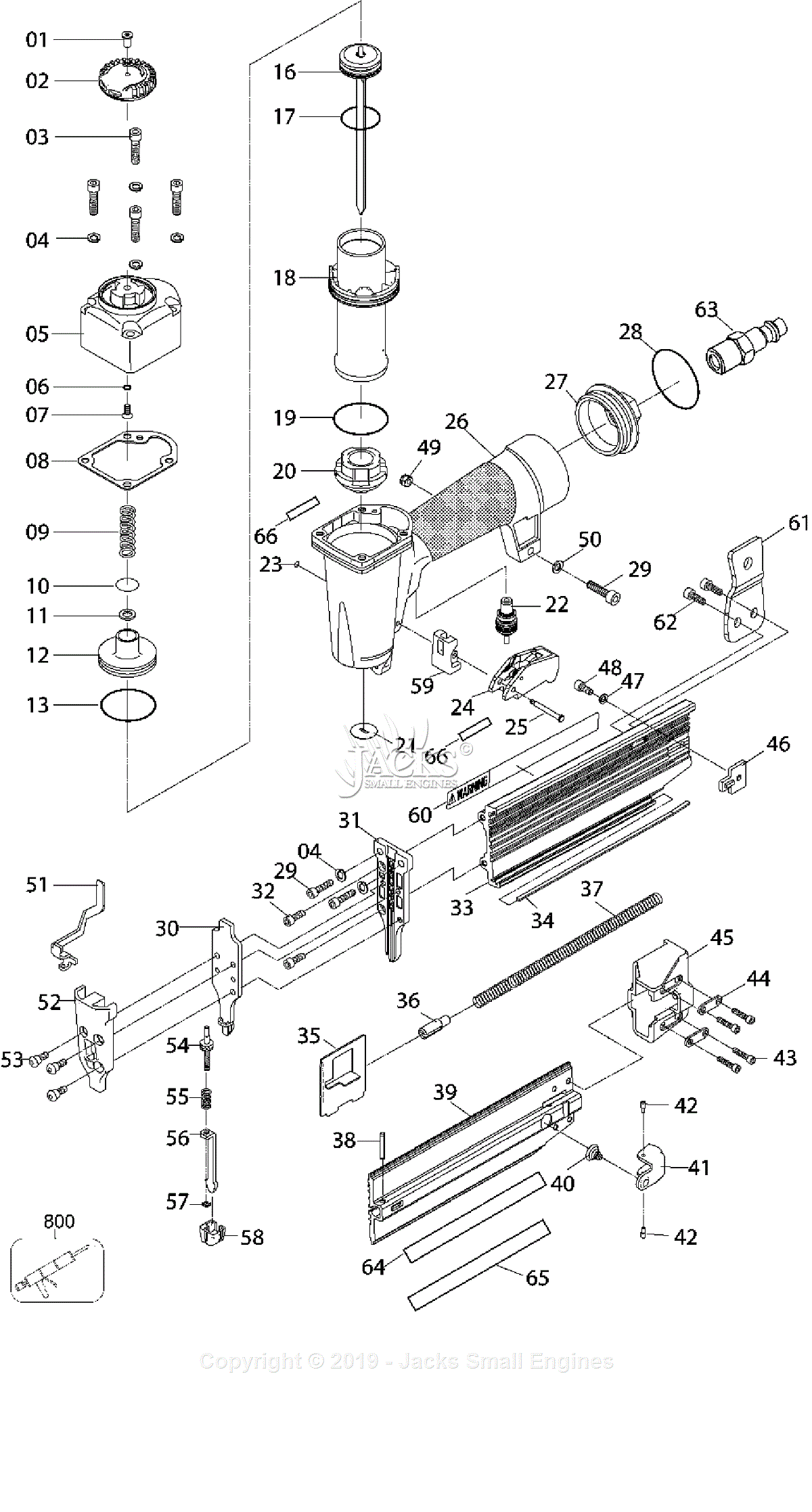 Porter Cable BN200SB Parts Diagram for Assembly