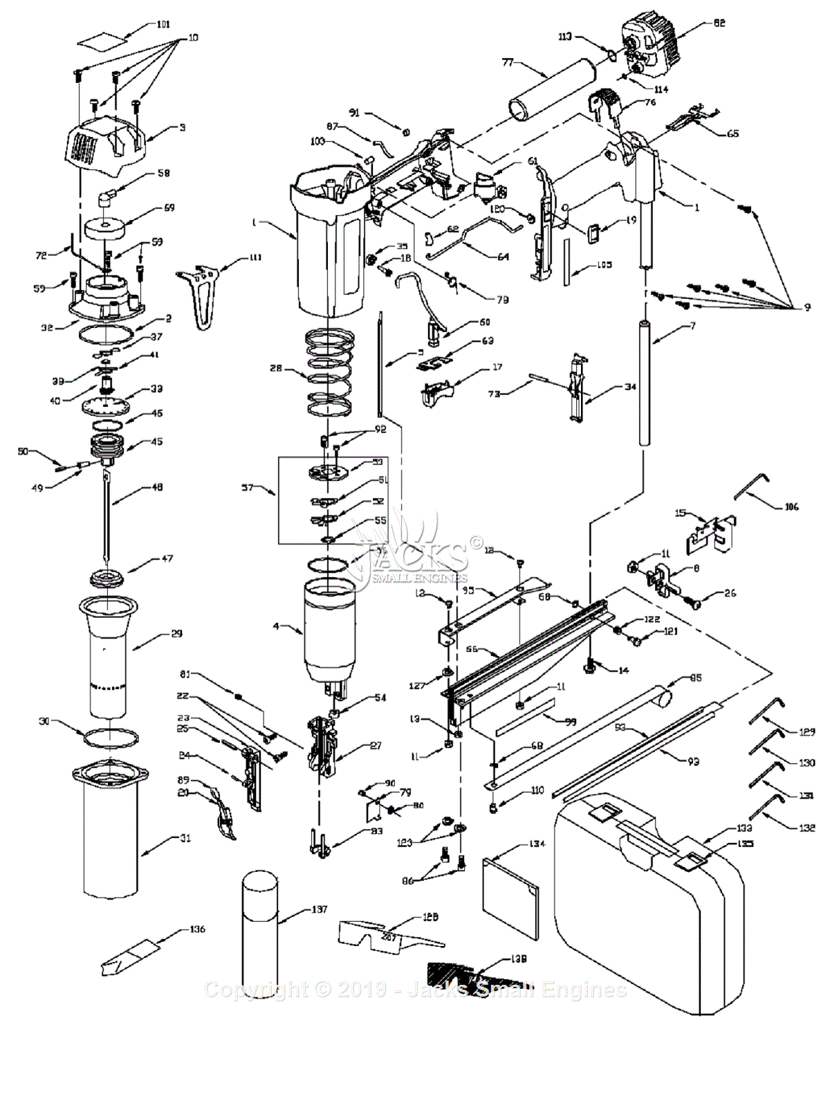 Porter Cable CFN250 Parts Diagram for Assembly