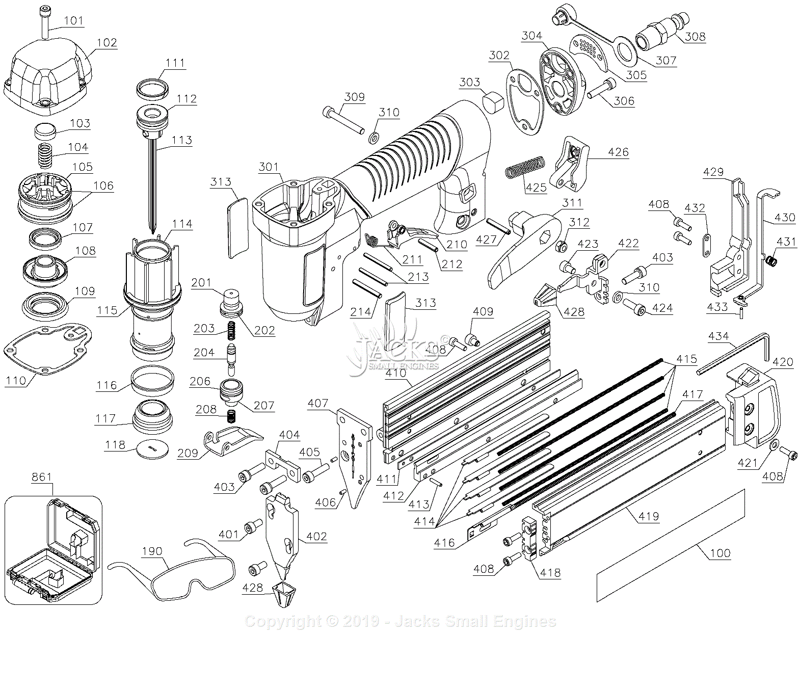 Porter Cable PIN138 Parts Diagram for Assembly