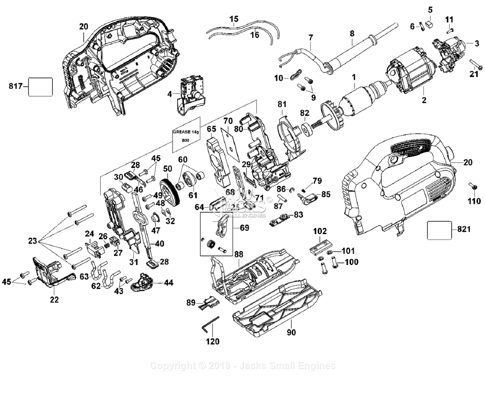 Porter Cable PCE341 Parts Diagram for Assembly