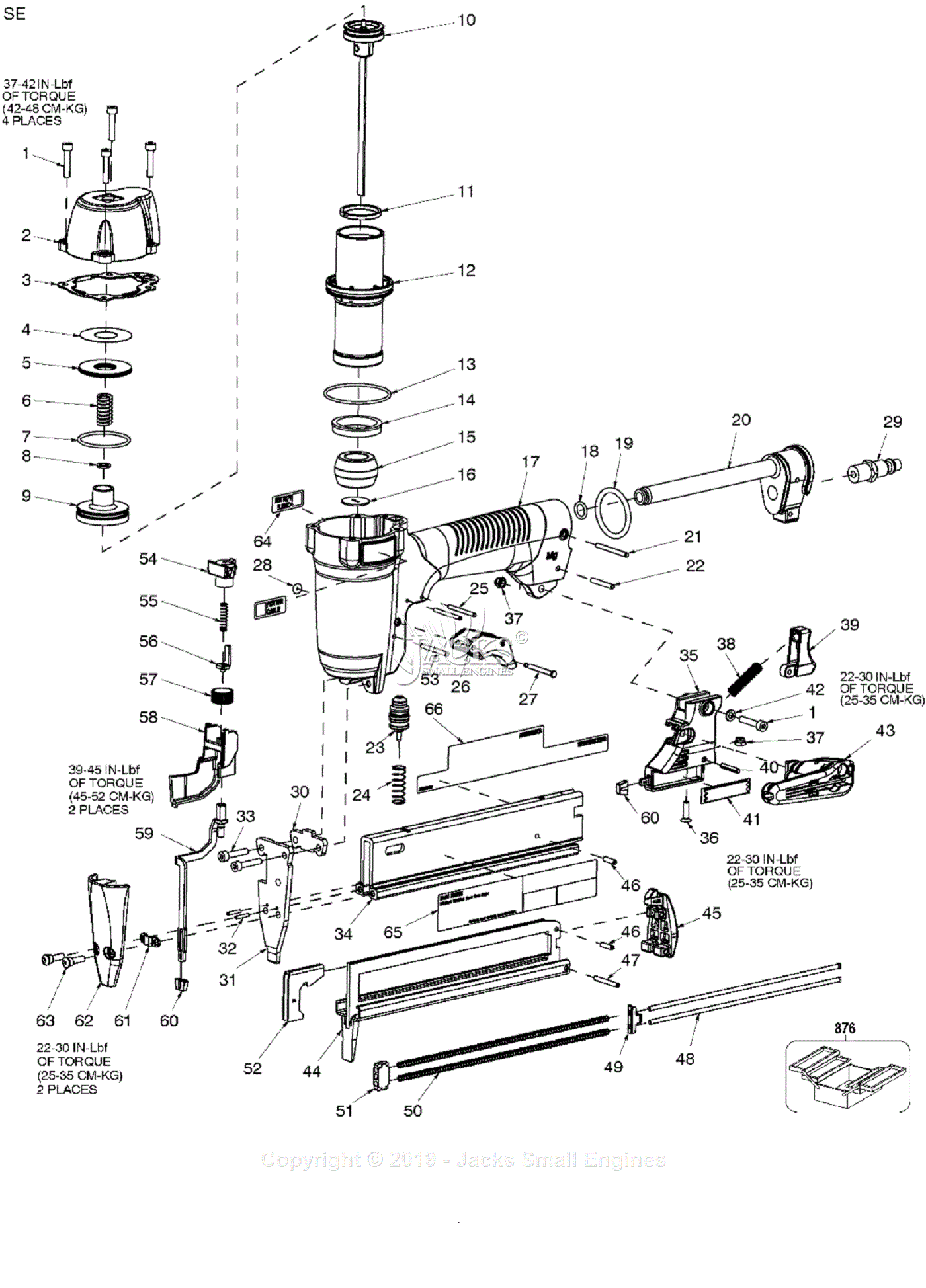 Porter Cable NS150C Parts Diagram for Assembly