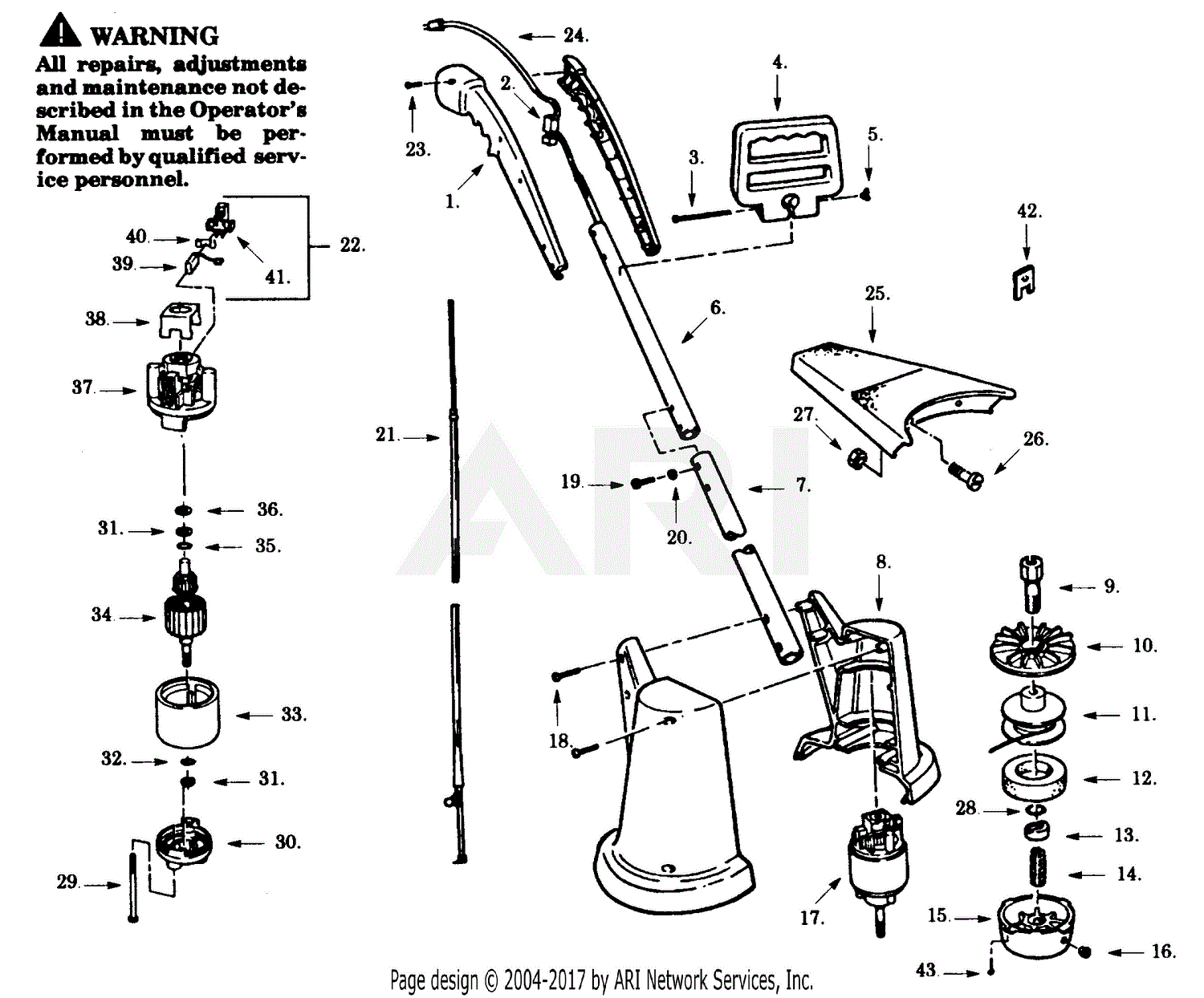 Poulan 2201 Electric Trimmer Parts Diagram For Trimmer Assembly 1204