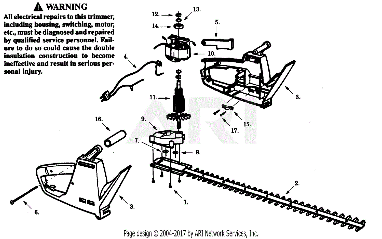 Poulan Ht1950 Electric Hedgetrimmer Parts Diagram For