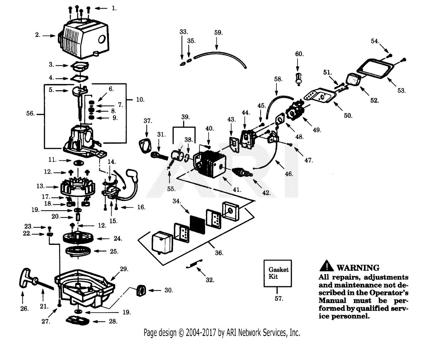 Poulan PHT19 Gas Hedgetrimmer Parts Diagram for POWER UNIT