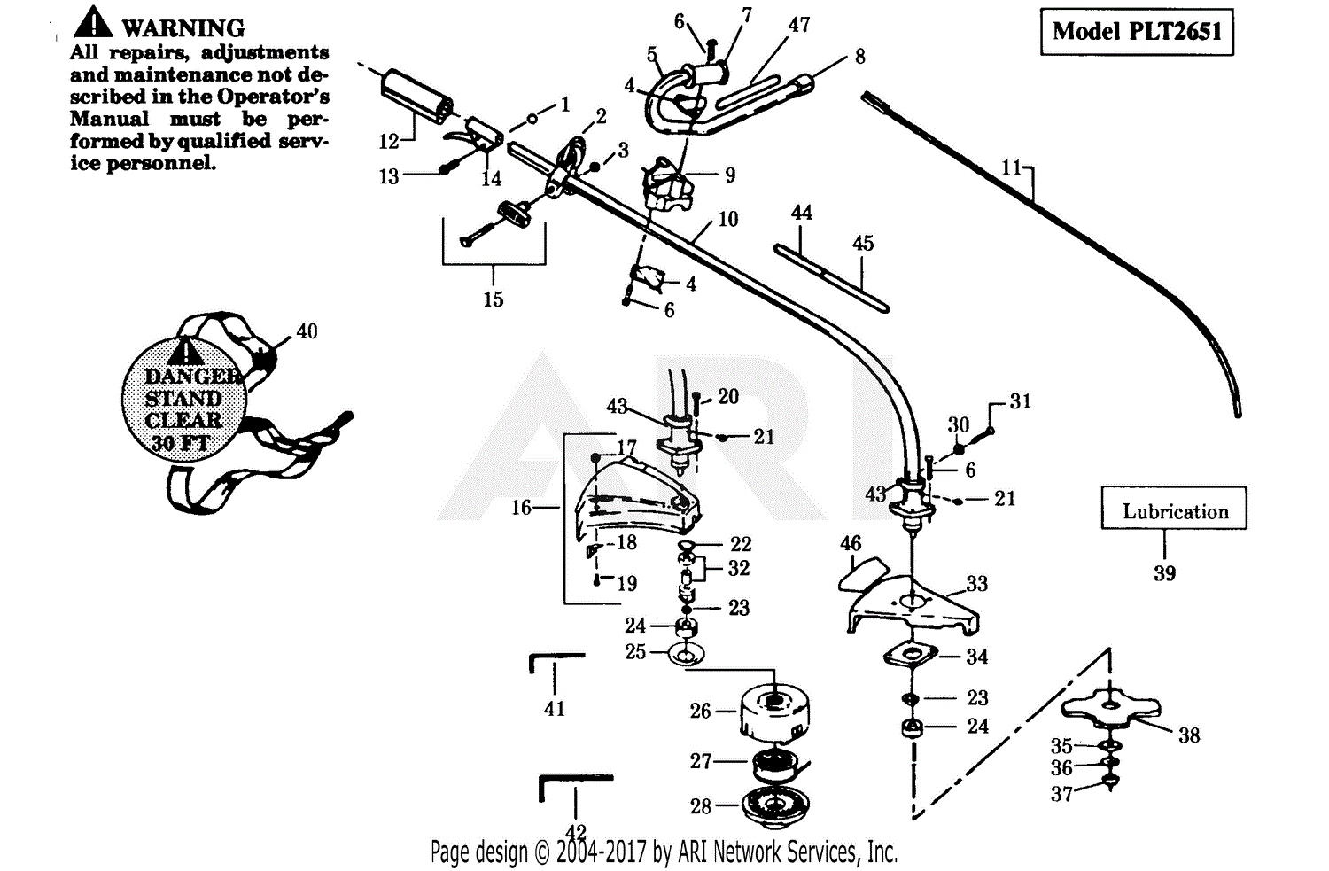 Poulan Plt2651 Gas Trimmer Parts Diagram For Trimmer Assembly