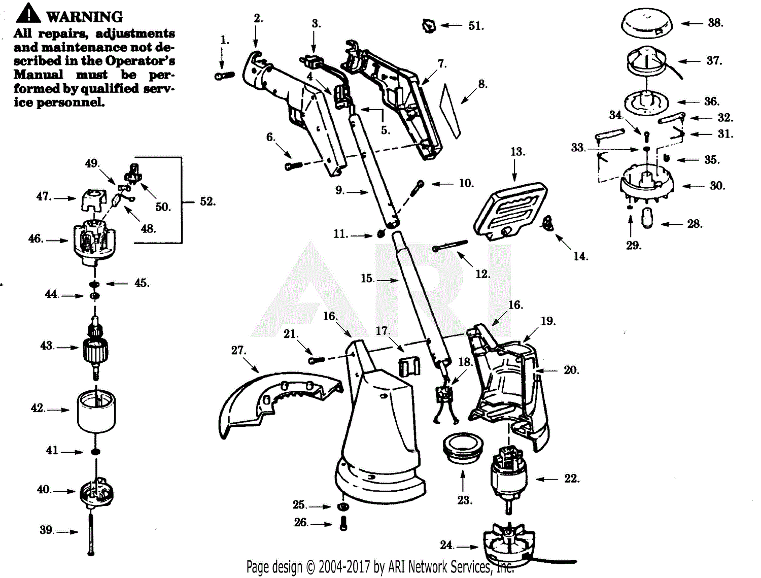 Poulan PT162-01 Electric Trimmer Parts Diagram for TRIMMER ASSEMBLY