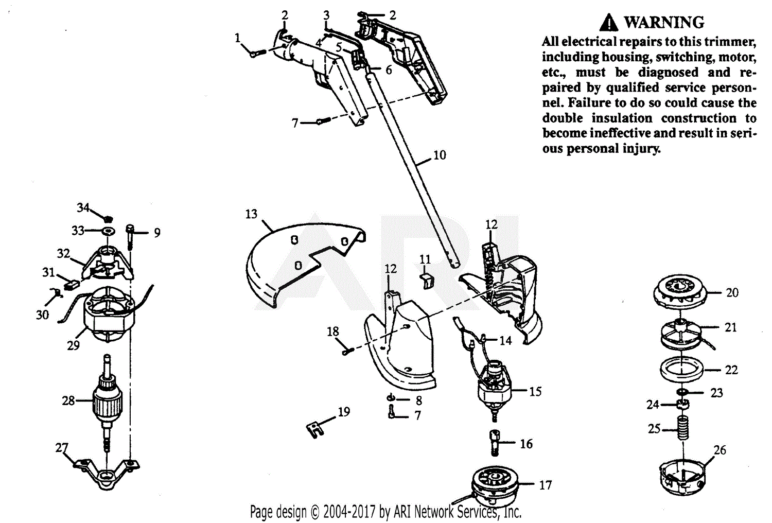 Poulan PT90C-00 Electric Trimmer Parts Diagram for TRIMMER ASSEMBLY