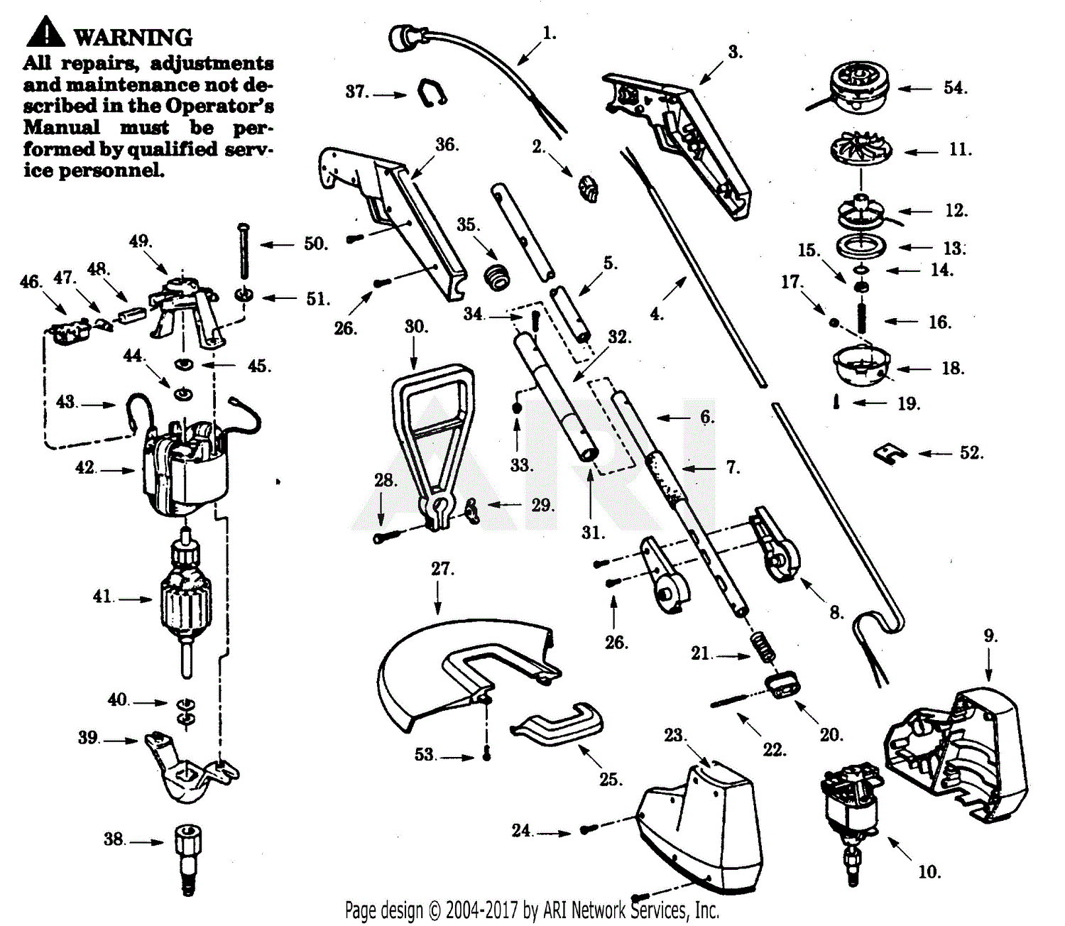 Poulan Sk125 00 Electric Trimmer Parts Diagram For Trimmer Assembly 1998