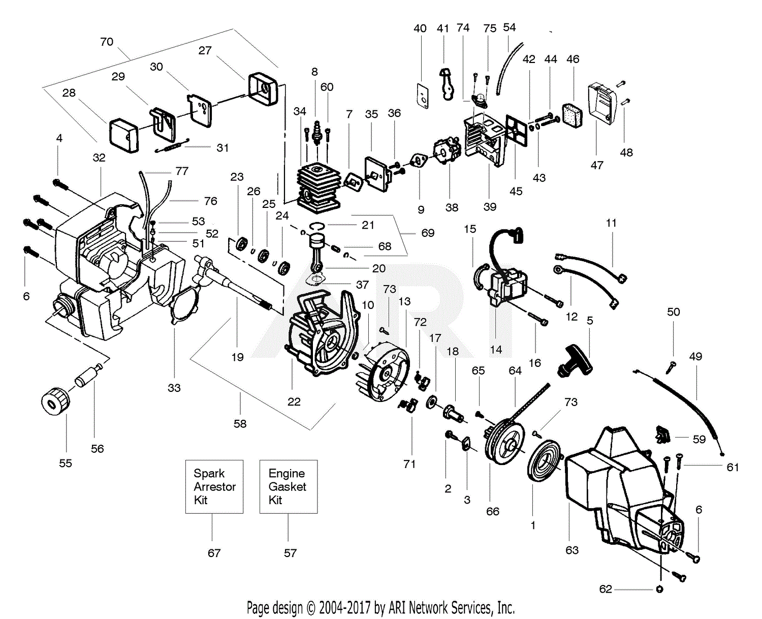 Poulan 112 Gas Trimmer Parts Diagram For Engine Assy
