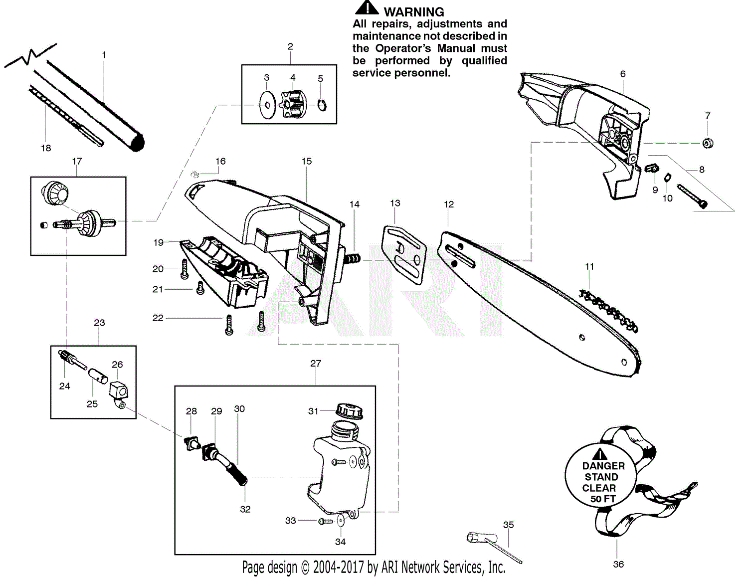 Poulan 5000P Gas Chain Saw Parts Diagram for Product Complete