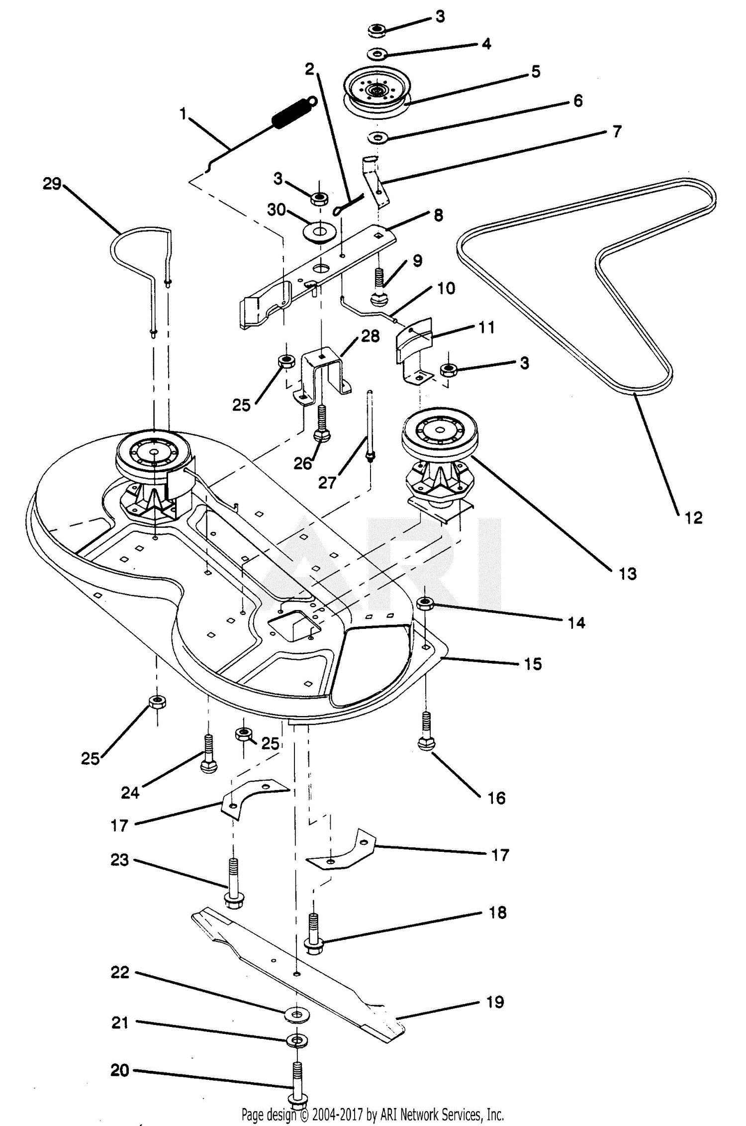 Poulan PP1136 Tractor Parts Diagram for MOWER DECK & DRIVE