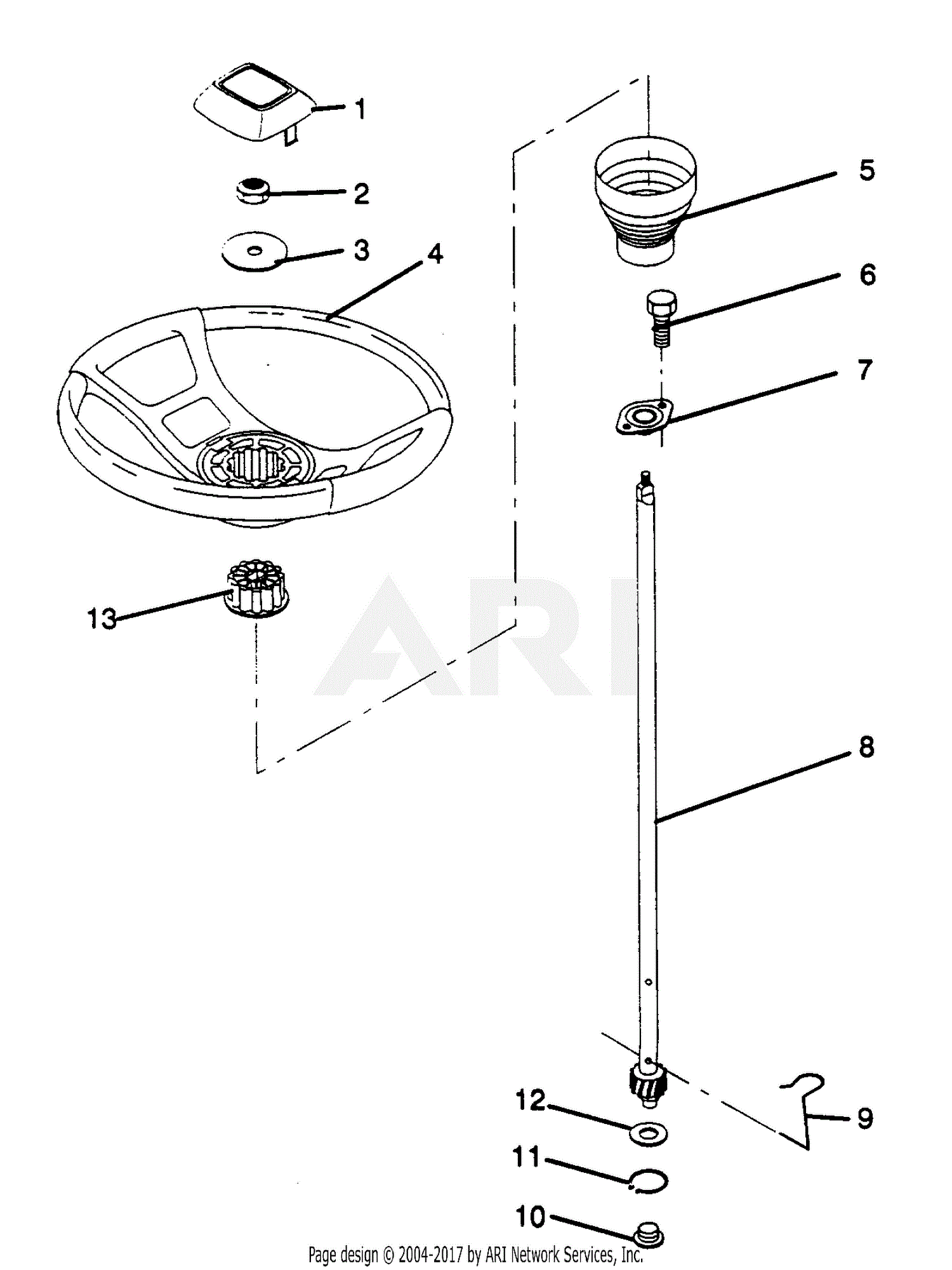 Poulan PP1136A Tractor Parts Diagram for STEERING WHEEL