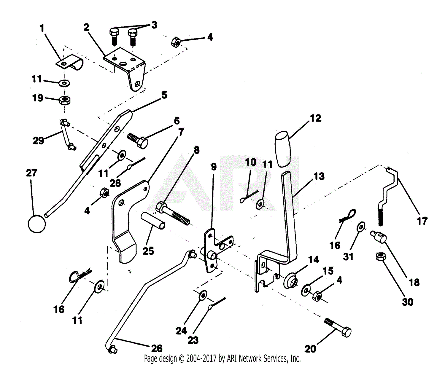 Poulan PP1136J Tractor Parts Diagram for MOWER LIFT LEVER