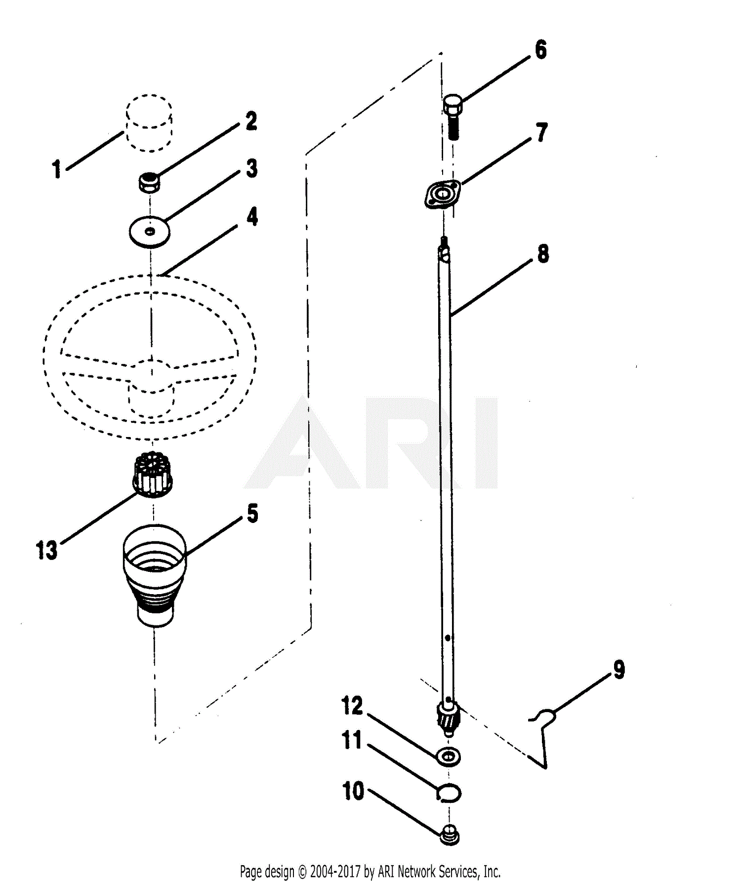 Poulan PP1136J Tractor Parts Diagram for STEERING WHEEL