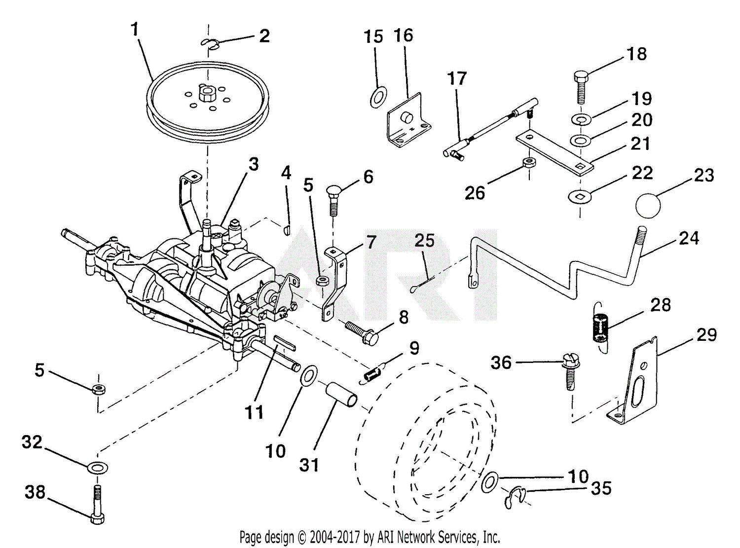Poulan Pp11536 Tractor Parts Diagram For Transaxle