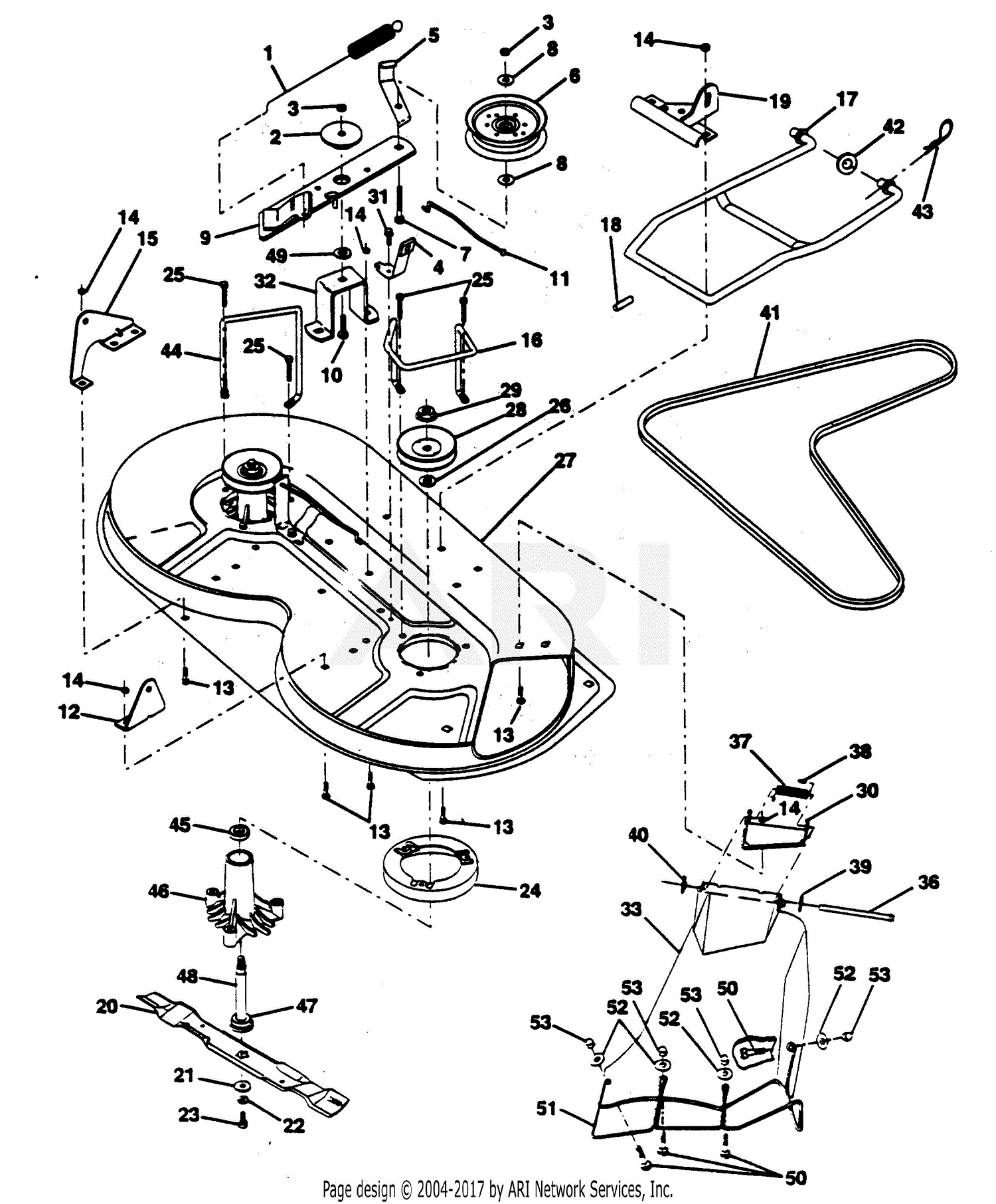 Poulan PP11536KA Tractor Parts Diagram for MOWER DECK