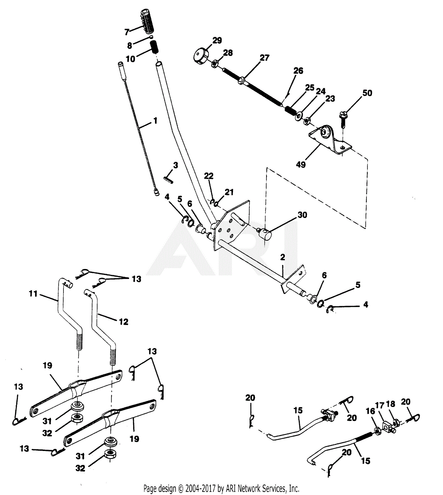 Poulan PP12542JA Tractor Parts Diagram for MOWER LIFT