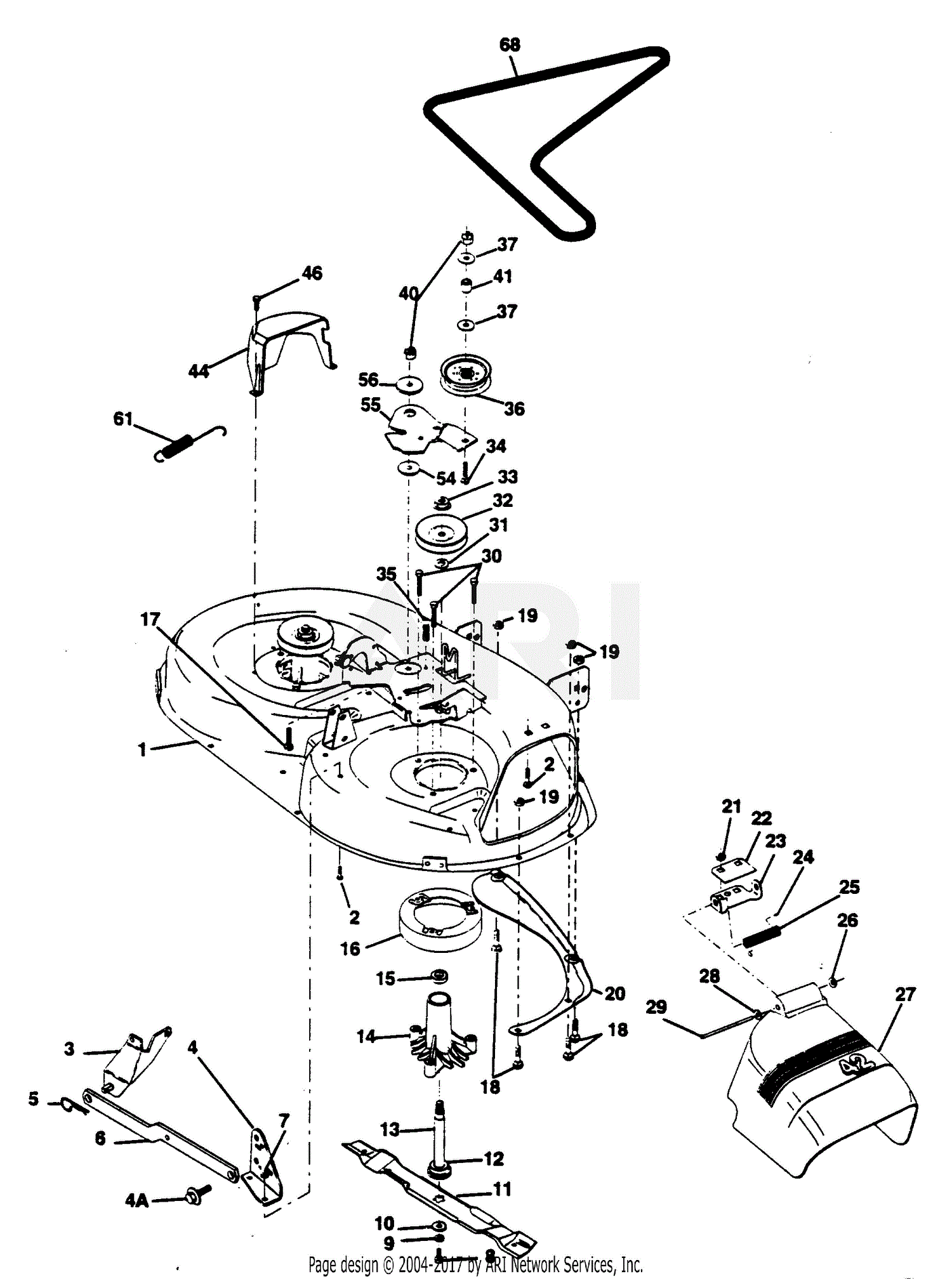Poulan PP125H42JA Tractor Parts Diagram for MOWER DECK 42