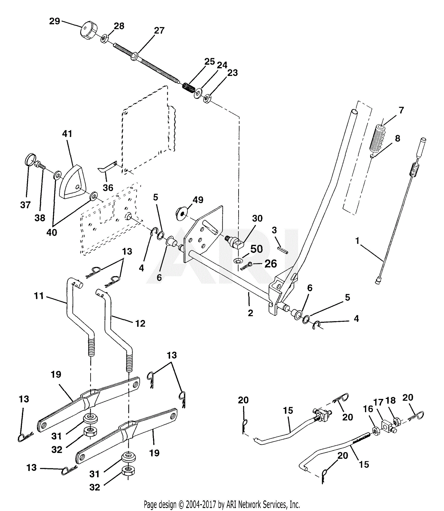 Poulan PP1338 Tractor Parts Diagram for Mower Lift