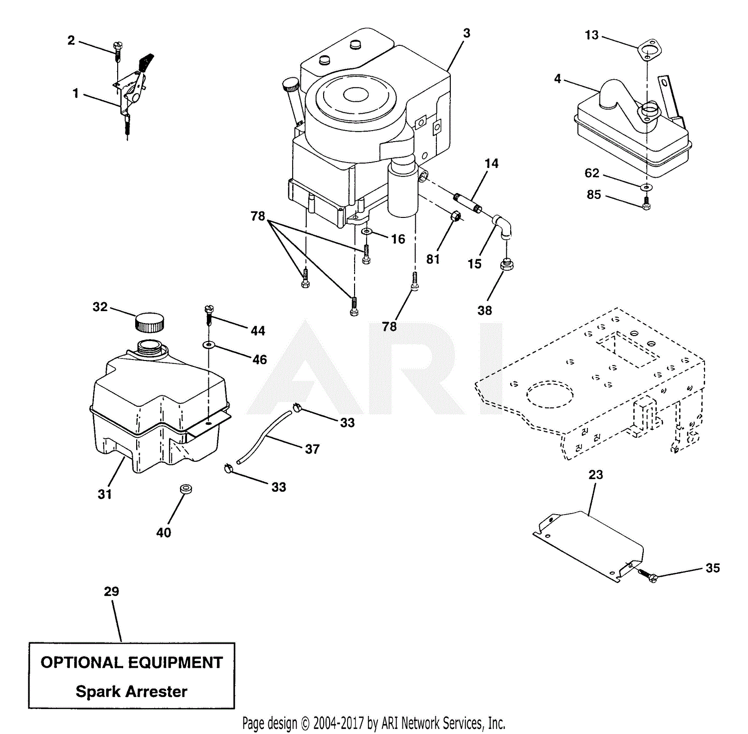 Poulan PP1338A Tractor Parts Diagram for Engine