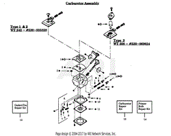 Poulan PP135 Gas Edger Parts Diagram for CARBURETORS WT242 WT308