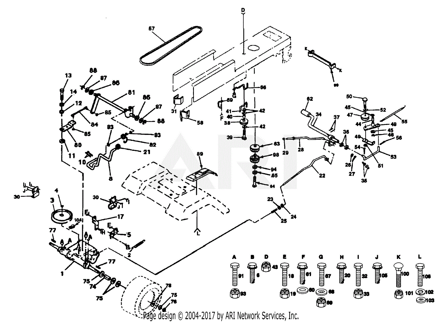 Poulan PP1442 Tractor Parts Diagram for DRIVE
