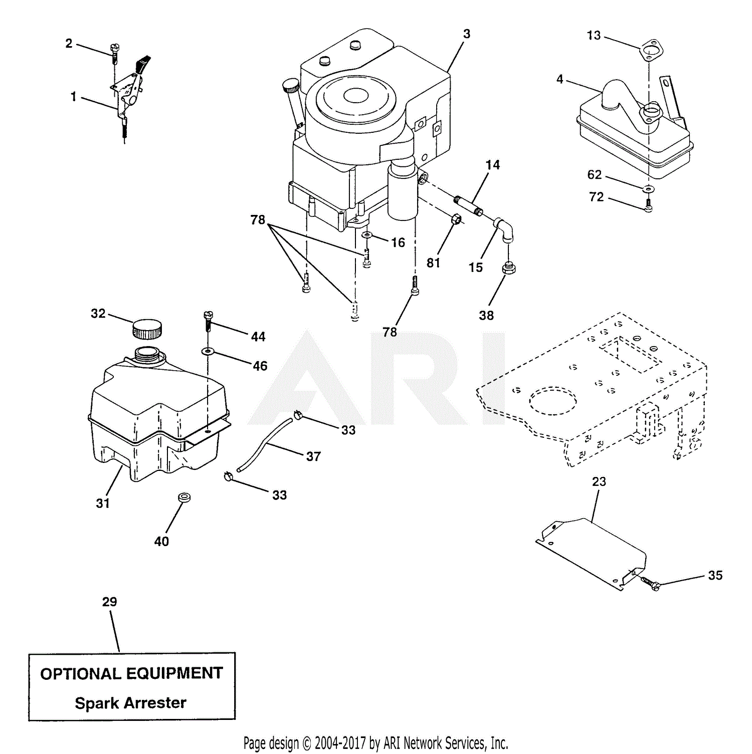 Poulan PP145H42 Tractor Parts Diagram for Engine