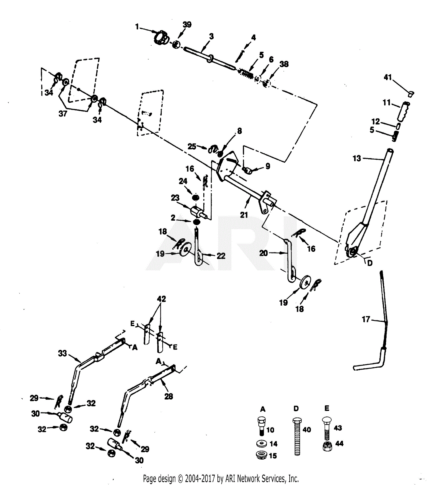 Poulan PP16H44B Tractor Parts Diagram for LIFT ADJUSTMENT