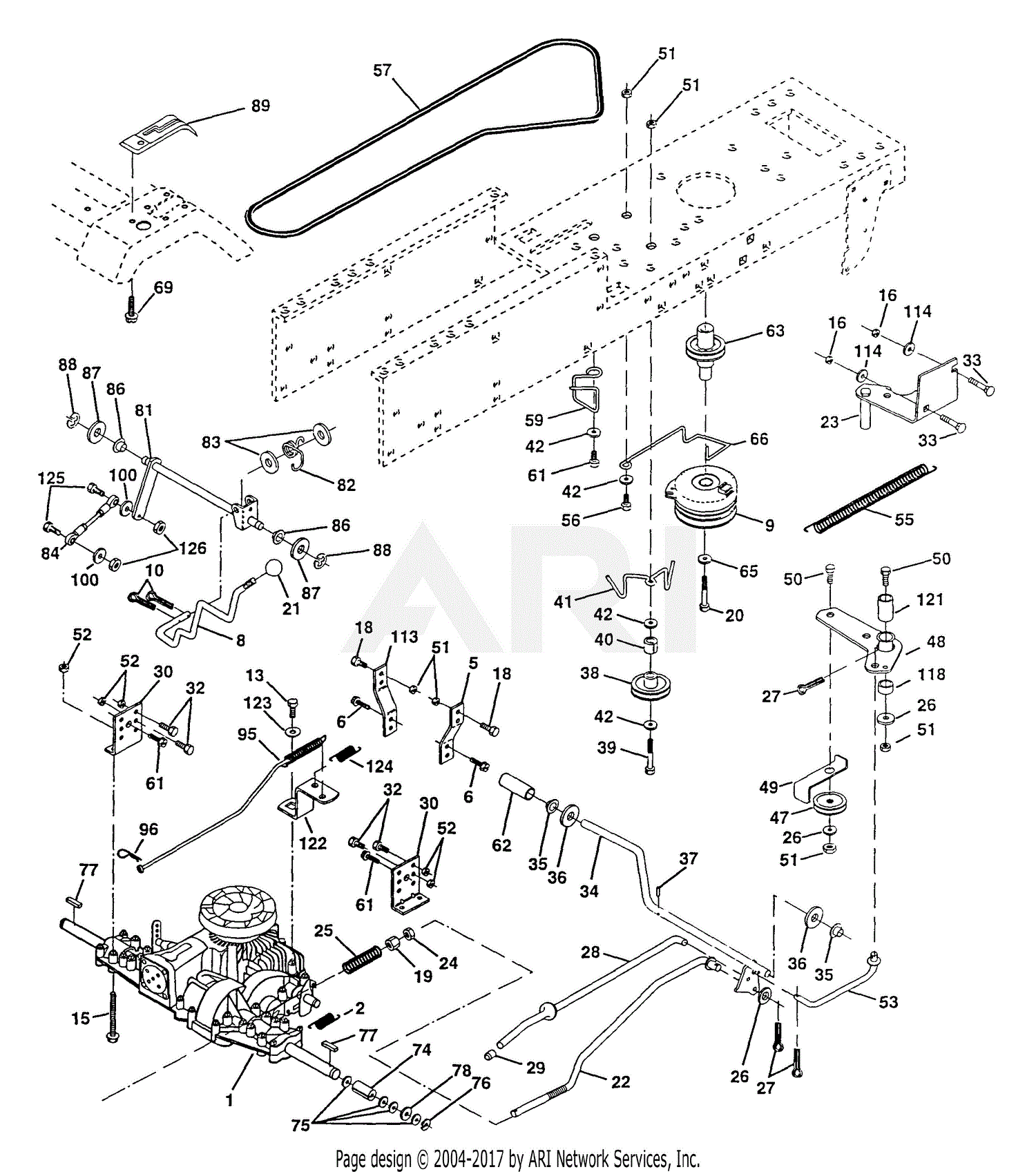 Poulan PP16H46 Tractor Parts Diagram for Drive