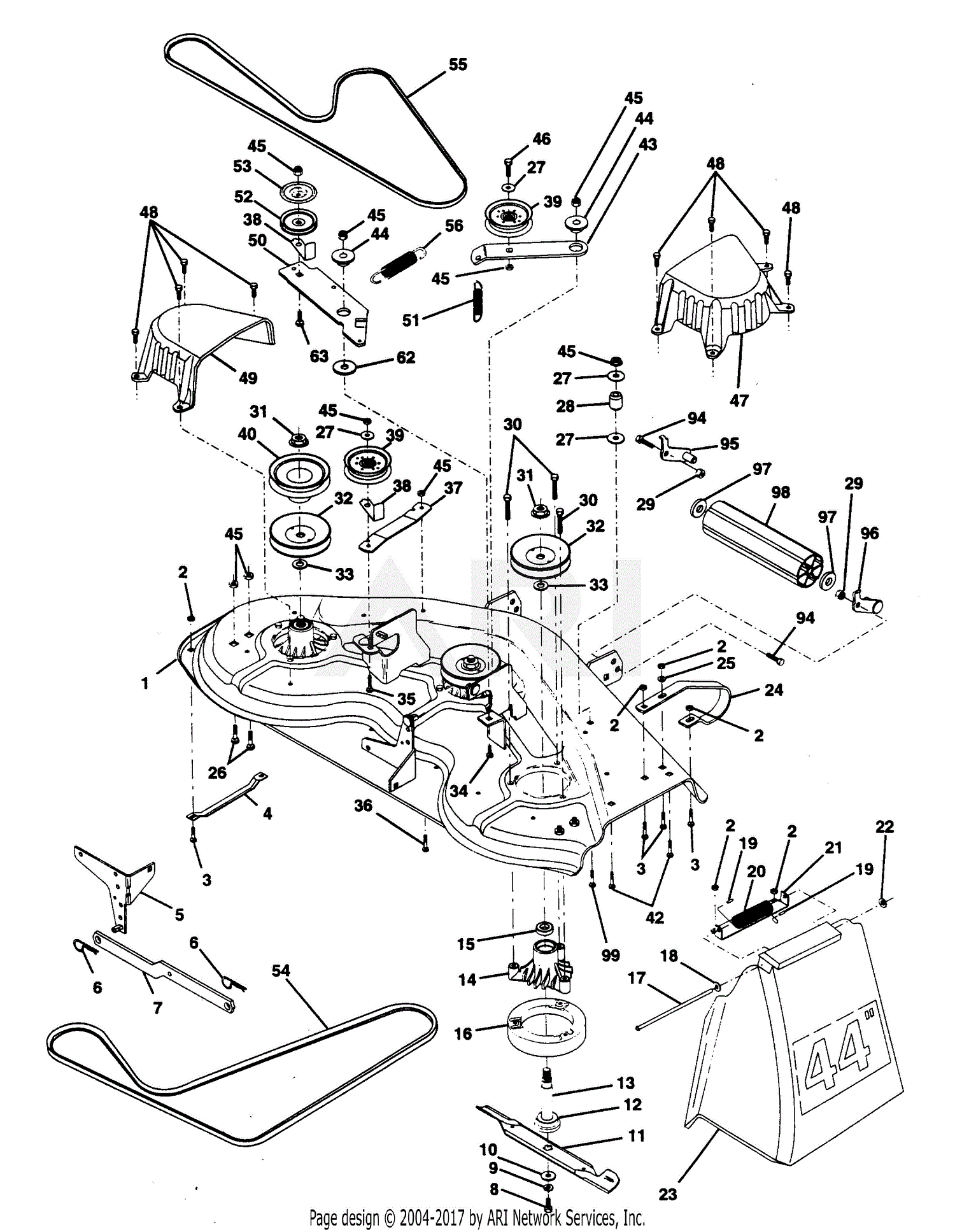 Poulan PP1844K Tractor Parts Diagram for MOWER