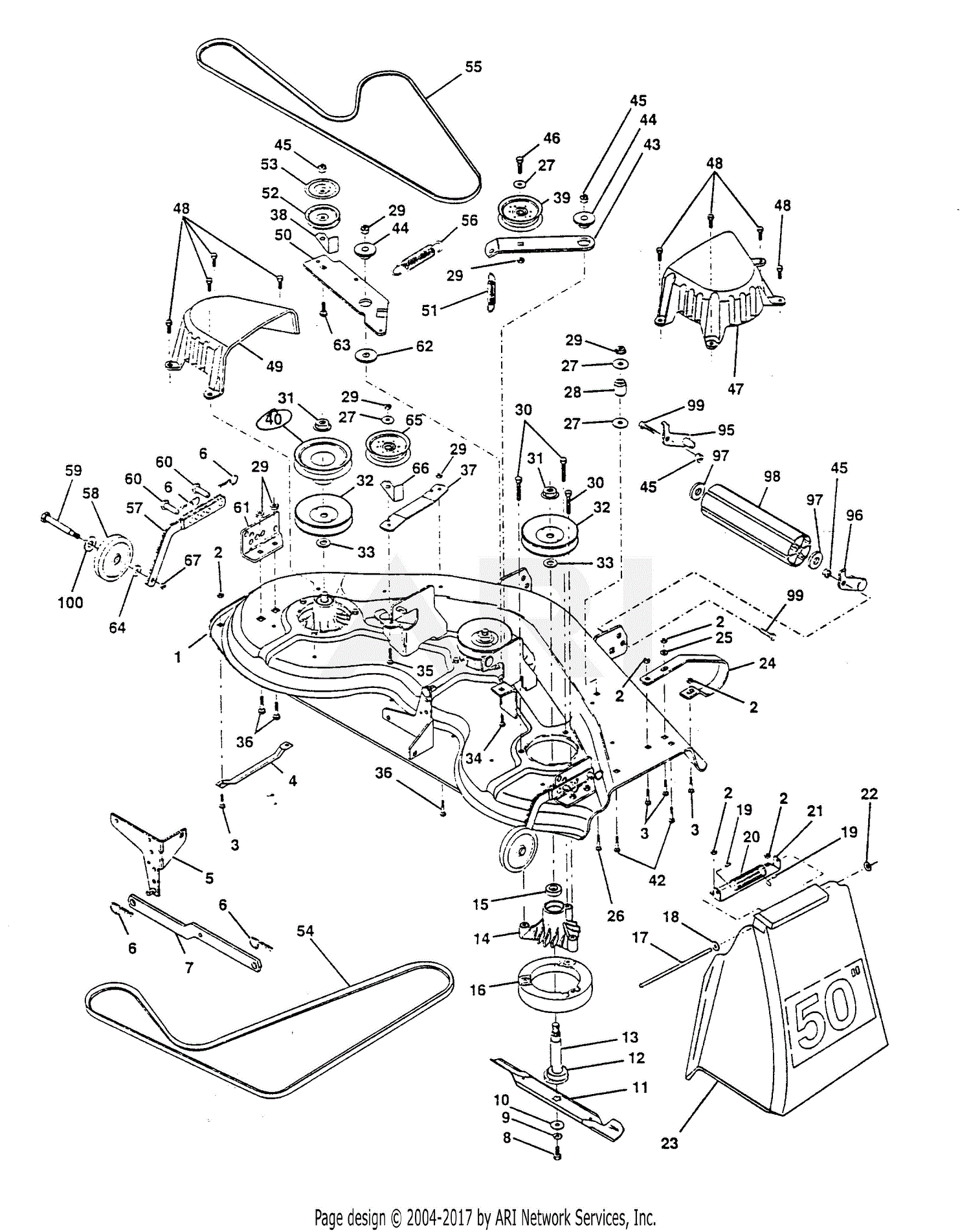 Poulan PP20H50J Tractor Parts Diagram for MOWER DECK