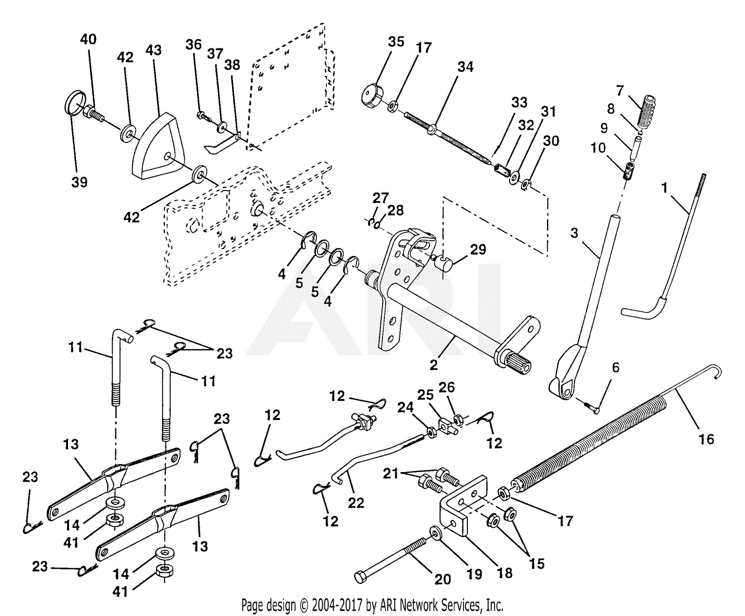 Poulan PP22H50A Tractor Parts Diagram for Lift Assembly