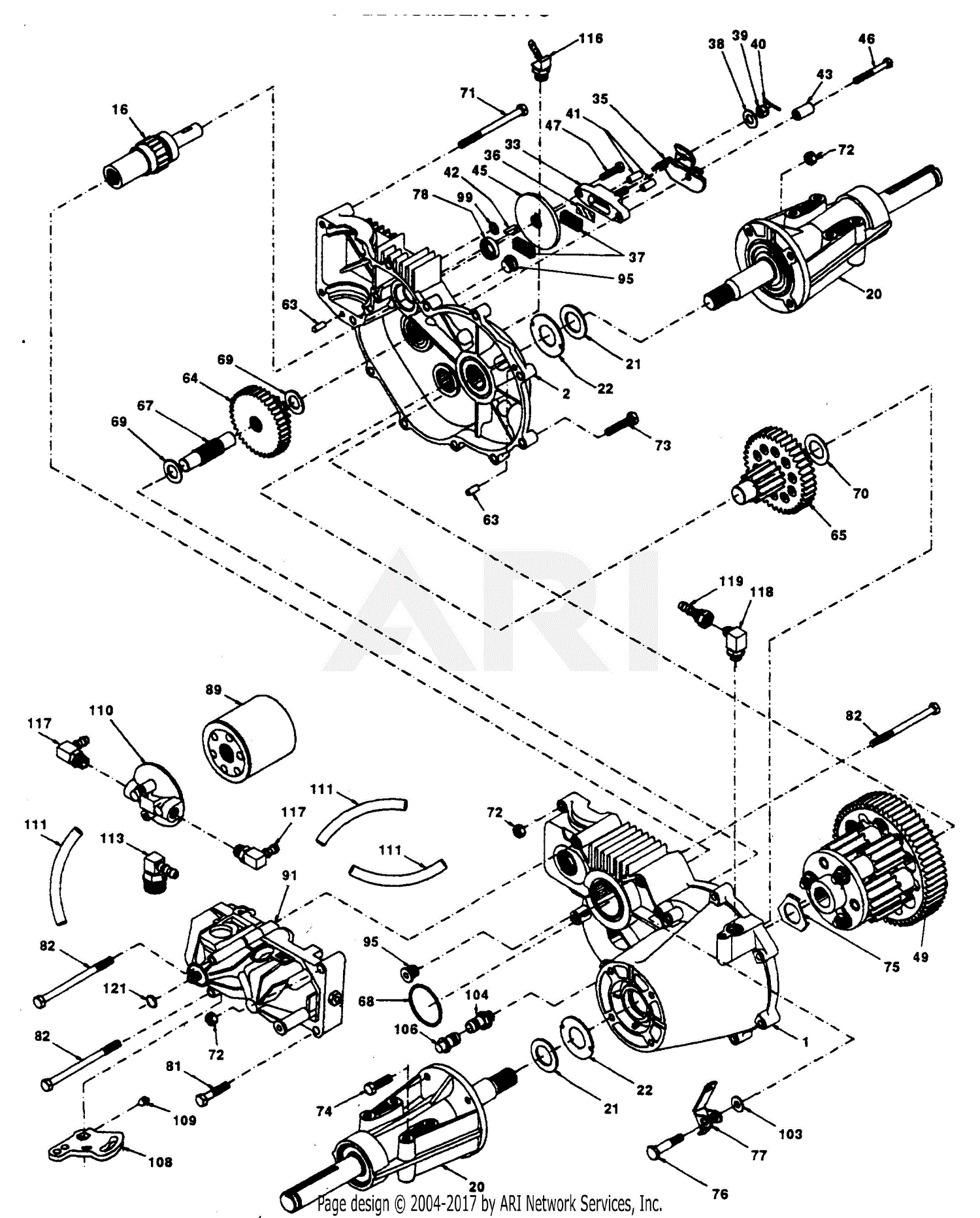 Poulan PP22H50KA Tractor Parts Diagram for TRANSAXLE HYDRO GEAR MODEL ...