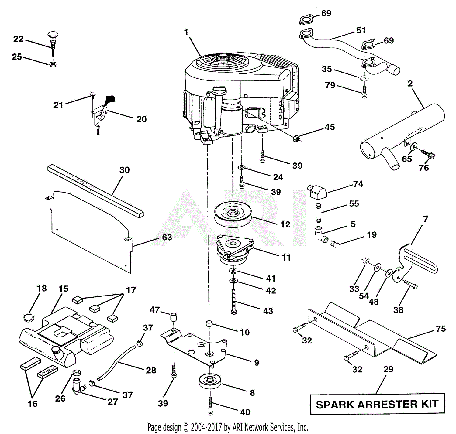 Poulan PP24H50A Tractor Parts Diagram for Engine