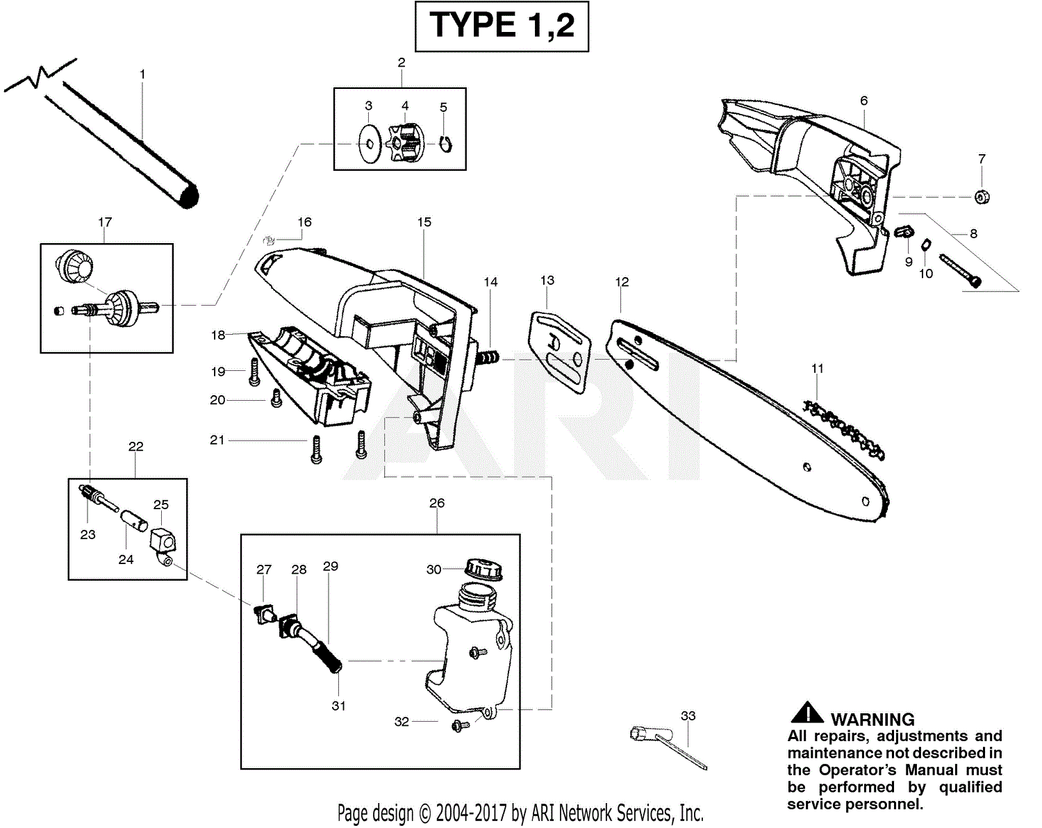 Poulan Pp258tp Pole Pruner Type 2 Parts Diagram For