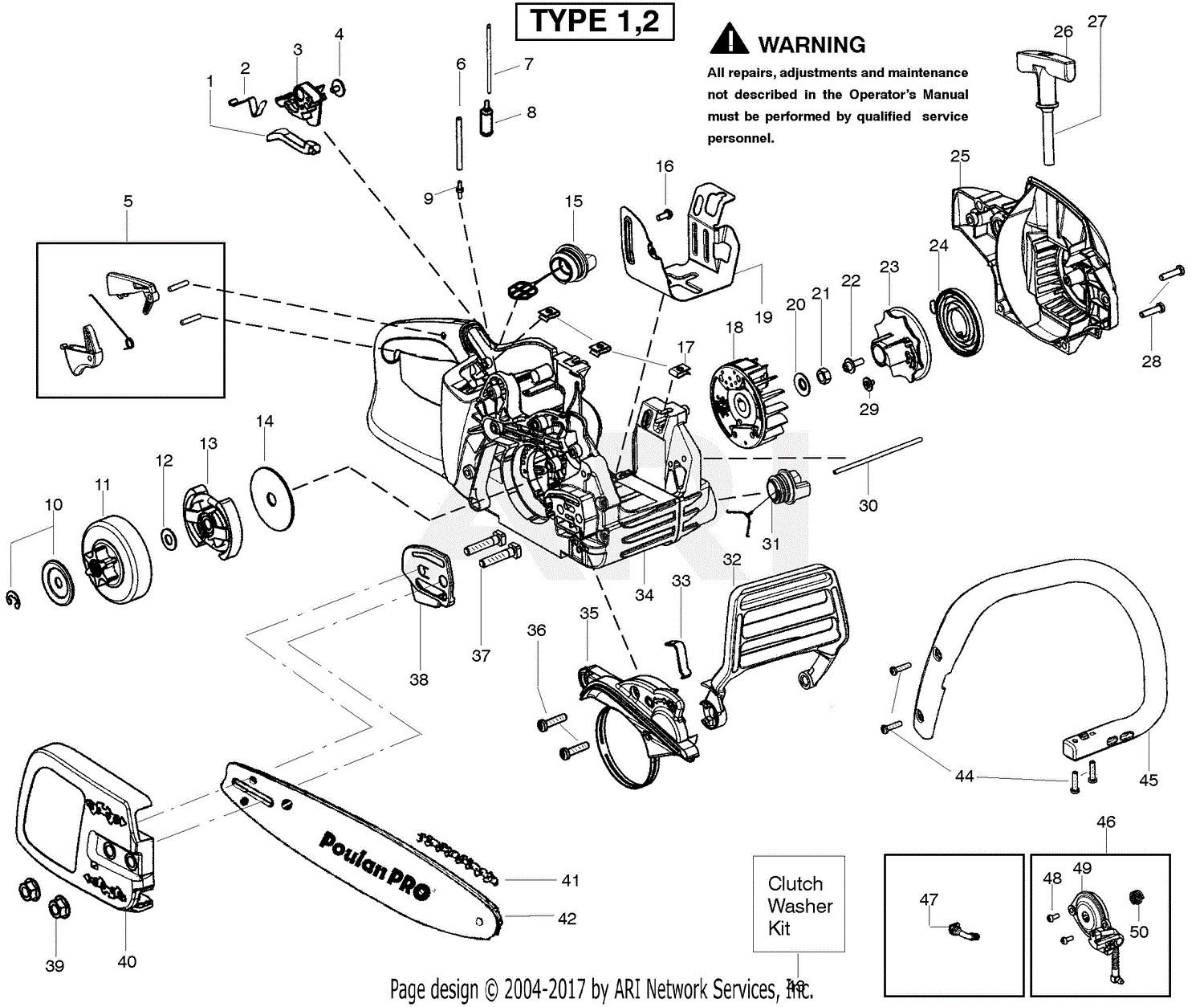 Poulan PP4018 Poulan Pro Gas Saw Type 1, 4018Poulan Pro Parts Diagram