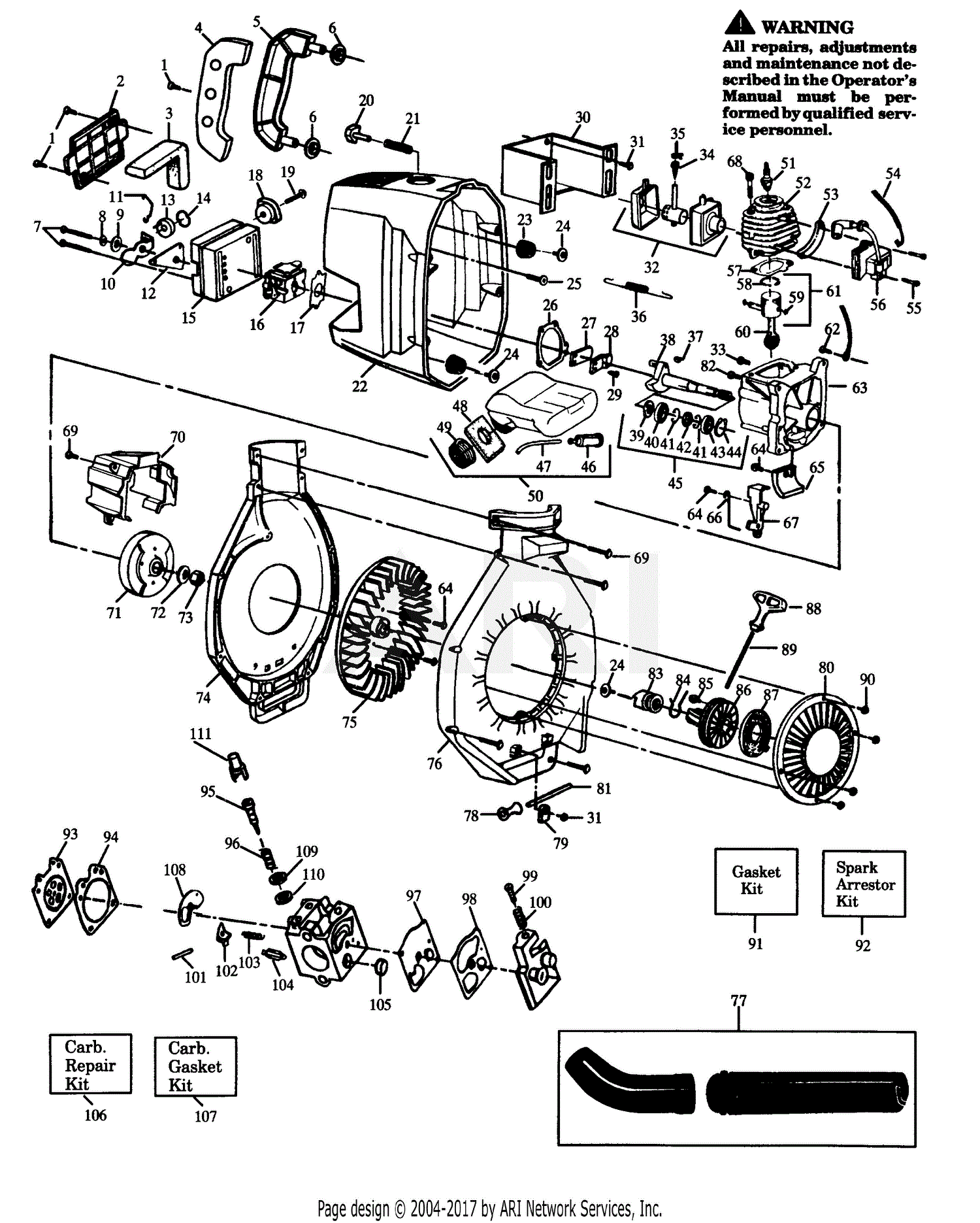 Poulan Pp422 Gas Blower  422 Gas Blower Parts Diagram For