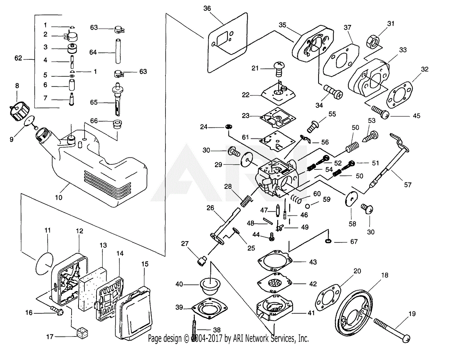 Poulan Pp442 Gas Blower 442 Gas Blower Parts Diagram For Fuel Tank Carburetor